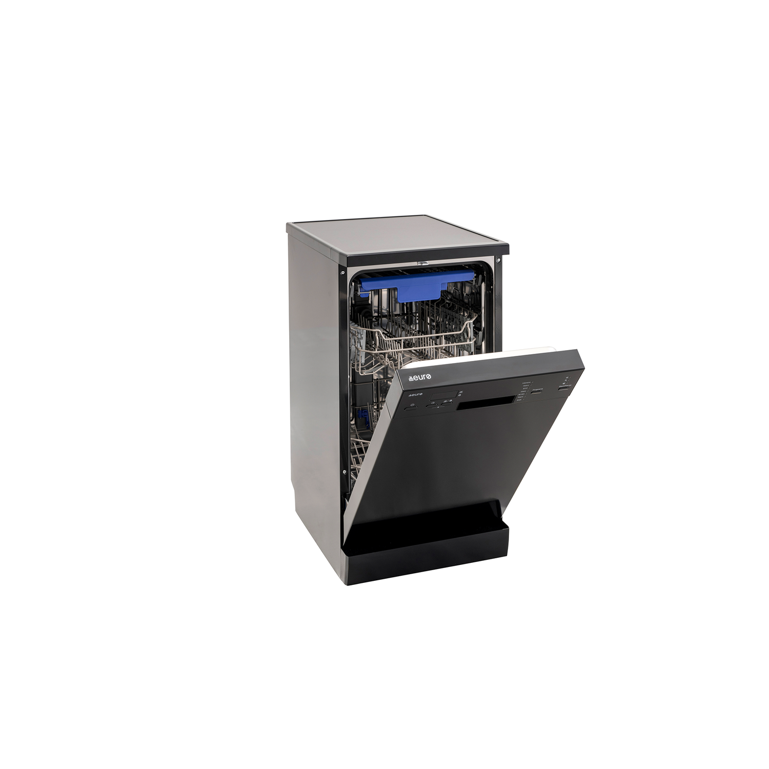 Euro Appliances EDS45BK 45cm Black Finish Dishwasher with Top Cutlery Draw - Compact Space-Saving Design for Small Kitchens & Apartments
