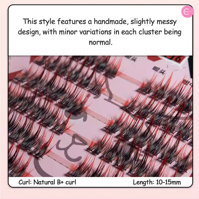 Gaoashes X Freya86 UF21 Gradient Red Black False Eyelashes - Natural Looking Voluminous Lashes for Dramatic Eye Makeup, Perfect for Parties, Weddings & Special Occasions