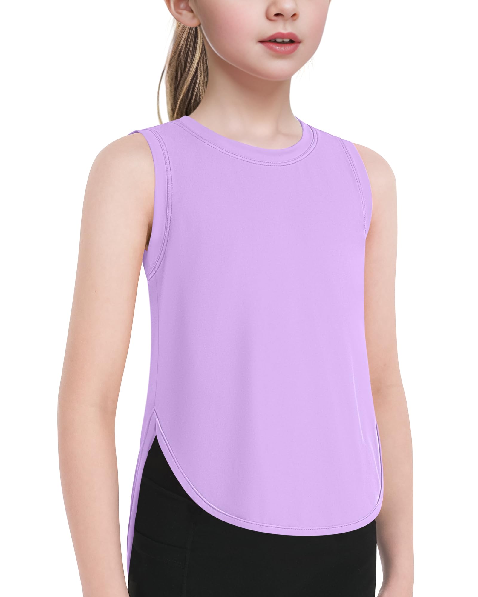 JOCMIC Girls Tank Tops - Quick Dry Sleeveless Athletic Shirts for Kids | Breathable Workout Tops for Dance, Running, Gymnastics & Sports | Perfect for Summer Activities & Active Play