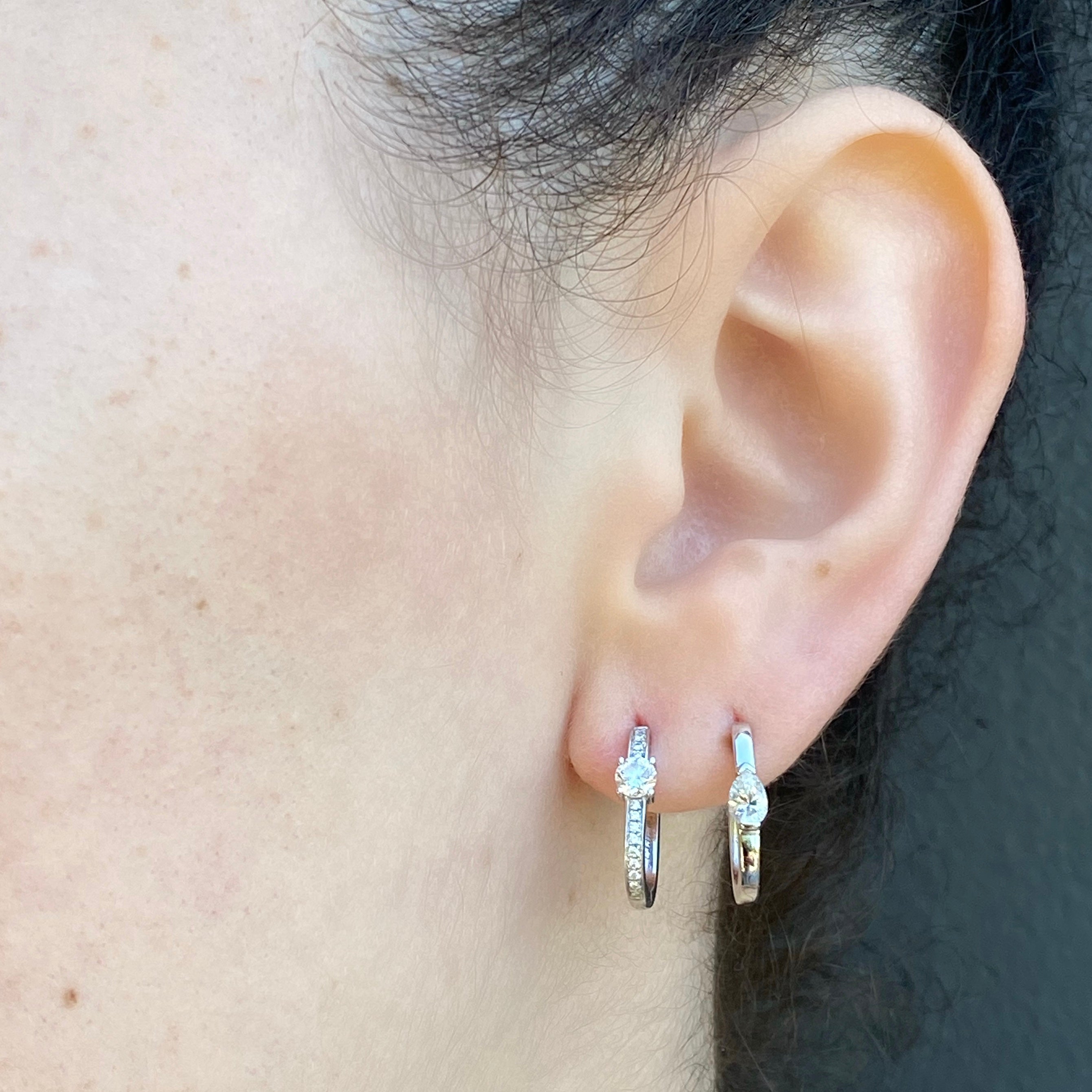 Medium Maasai Hoop Earrings with Round Cut White Diamond Drop & Pavé - 4 Colors | Elegant Dangle Earrings for Women, Perfect for Parties, Weddings & Special Occasions