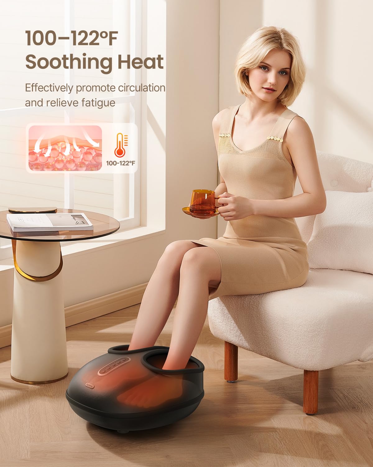 RENPHO Shiatsu Foot Massager with Heat - FSA HSA Eligible, Plantar Fasciitis & Neuropathy Pain Relief, Fits Up to Size 12 Feet - Perfect Mothers Day Gift for Women & Men - Ideal for Home Relaxation & Foot Care