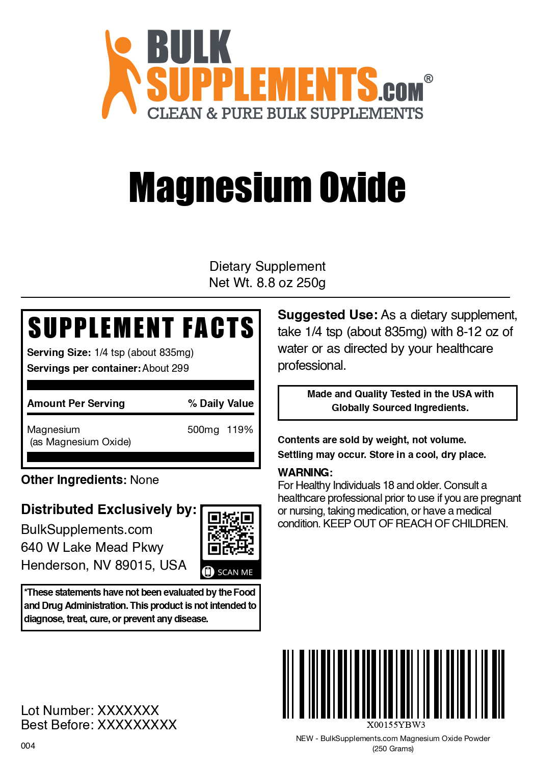 Premium Magnesium Oxide Powder - High Purity Dietary Supplement for Health & Wellness - Supports Muscle Relaxation, Sleep & Digestion - Ideal for Baking, Smoothies & DIY Skincare