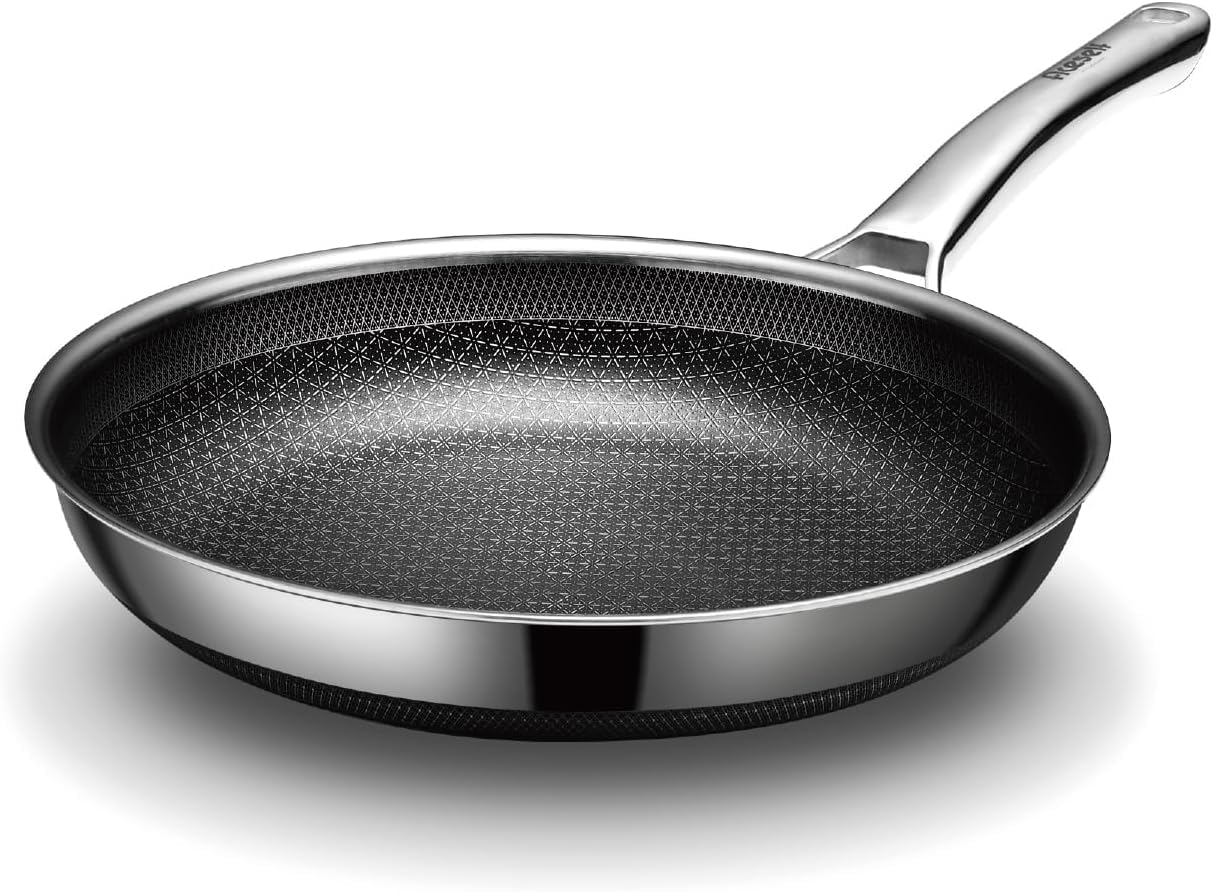 10 Inch Non Stick Frying Pan - PFOA Free Hybrid Skillet for Induction, Ceramic & Gas Cooktops | Dishwasher & Oven Safe Stainless Steel Cookware - Perfect for Sautéing, Frying & Everyday Cooking