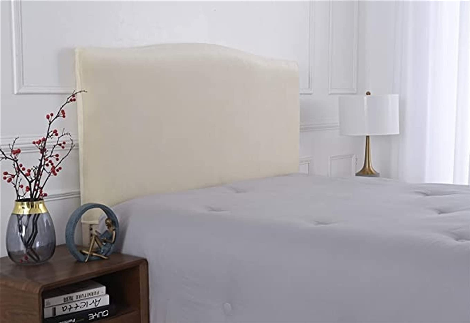 LUKKC Stretch Velvet Headboard Slipcover - Queen/Twin/King/Full Size Dustproof Protector for Upholstered Beds | Soft Bed Headboard Cover for Single & Double Beds | Perfect for Bedroom Makeover, Guest Rooms & Dorm Decor