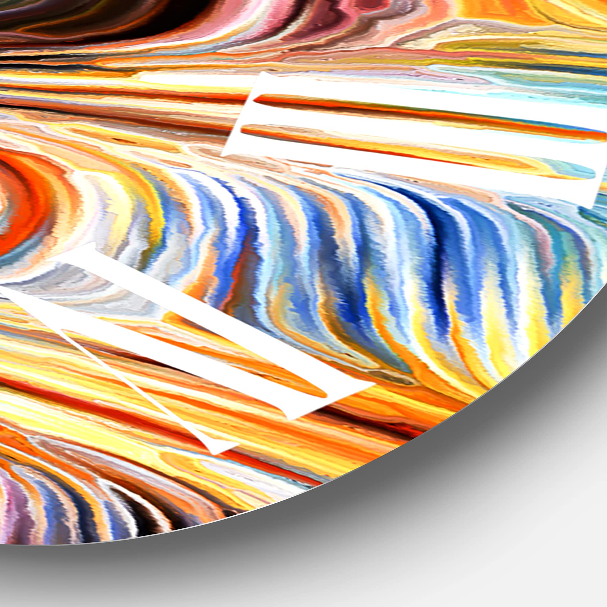 DesignQ Modern Wall Clock 'Colour Fusion VII' - Large Abstract Fractal Wall Clock for Home & Office Decor - Perfect for Living Room, Bedroom, and Workspace