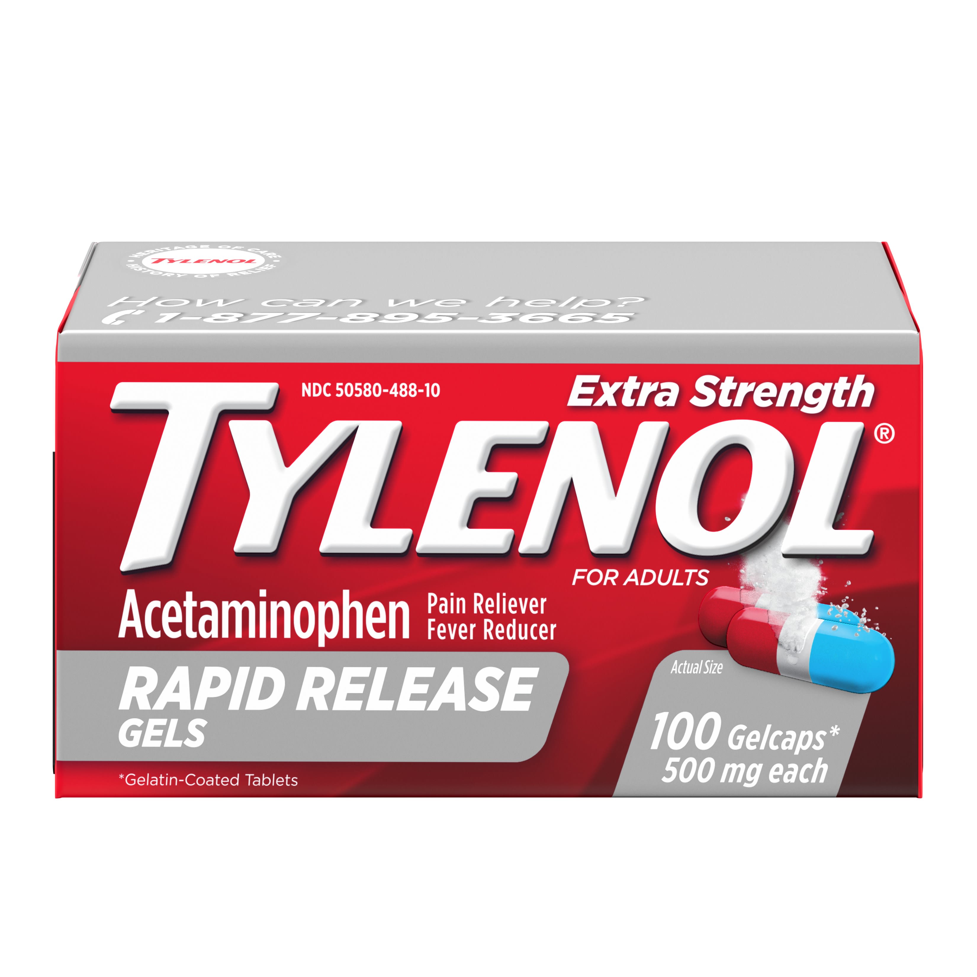Tylenol Extra Strength Rapid Release Gels - Fast Pain Relief for Headaches, Muscle Aches & Fever - Perfect for Work, Travel & Home Use