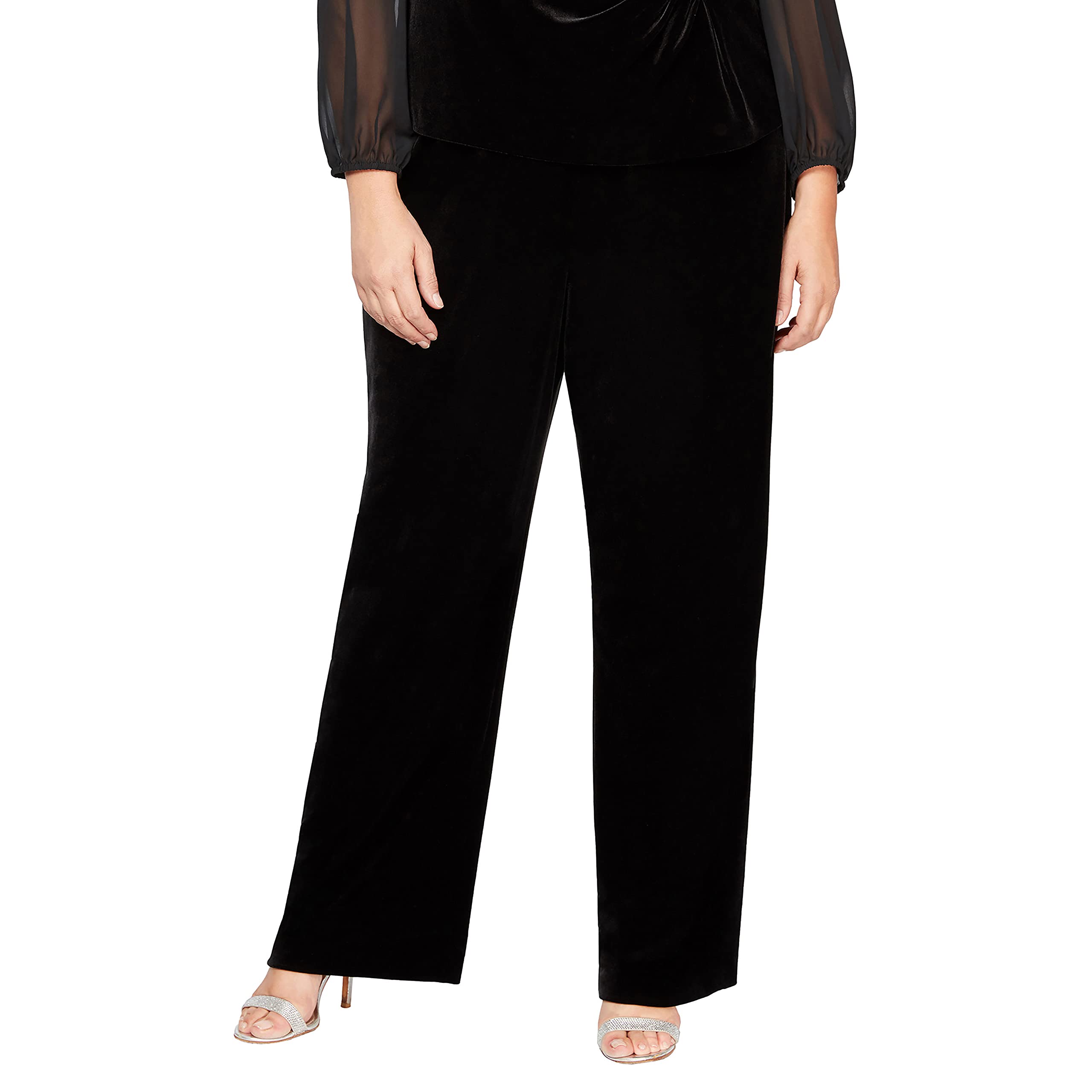 Alex Evenings Women's Plus Size Wide Leg Chiffon Dress Pants - Elegant Formal Wear for Mother of The Bride, Wedding Guest, Cocktail Party & Special Occasions