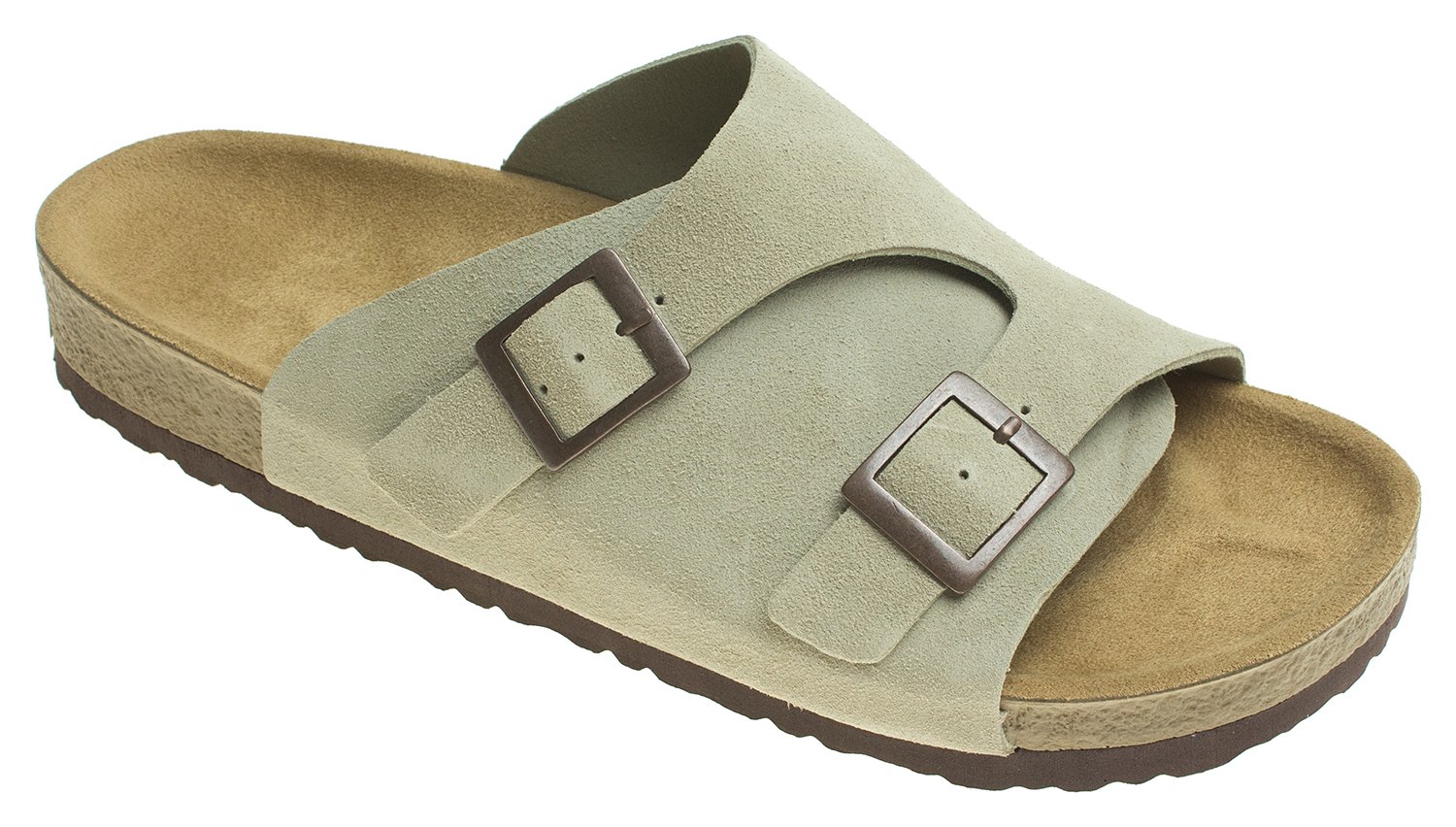 AGOS Men's Suede Slide Sandals with Wide Adjustable Buckle Straps - Comfortable Casual Summer Shoes for Beach, Pool, and Outdoor Wear