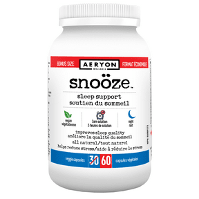 Aeryon Snooze Bonus 60 Caps - Natural Sleep Aid for Insomnia Relief & Better Rest - Perfect for Travel, Stressful Nights & Shift Workers