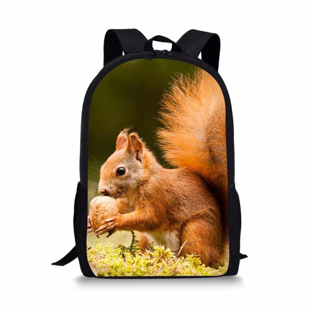 Cute Squirrel Print Backpack for Girls - Kids School Bookbag for Elementary, Middle School & Travel - Perfect for School Supplies, Day Trips & Outdoor Adventures