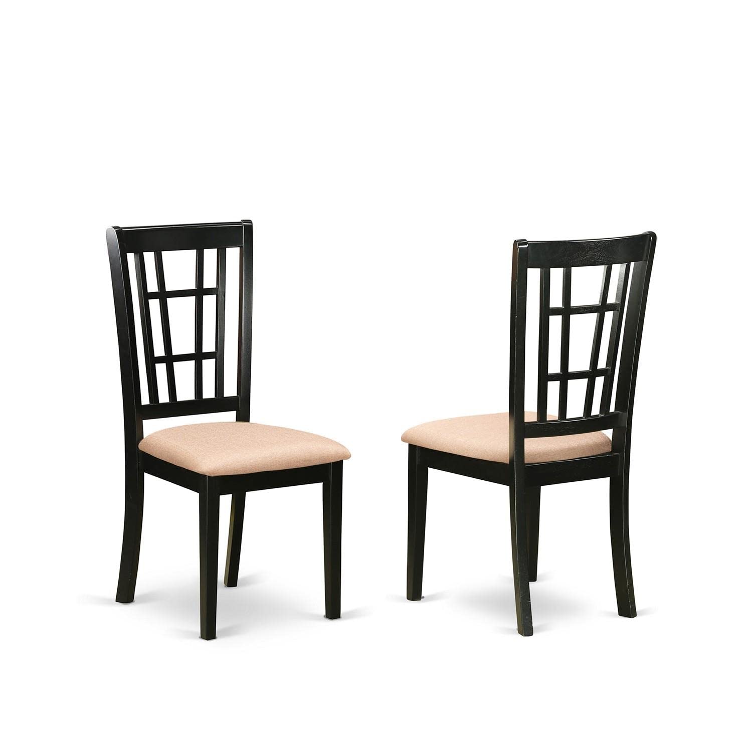 East West Furniture DLNI5-BCH-C 5-Piece Round Dining Table Set with Drop Leaf & 4 Upholstered Chairs - 42x42 Inch, Black Cherry Finish - Perfect for Small Spaces, Breakfast Nooks & Cozy Dining Rooms