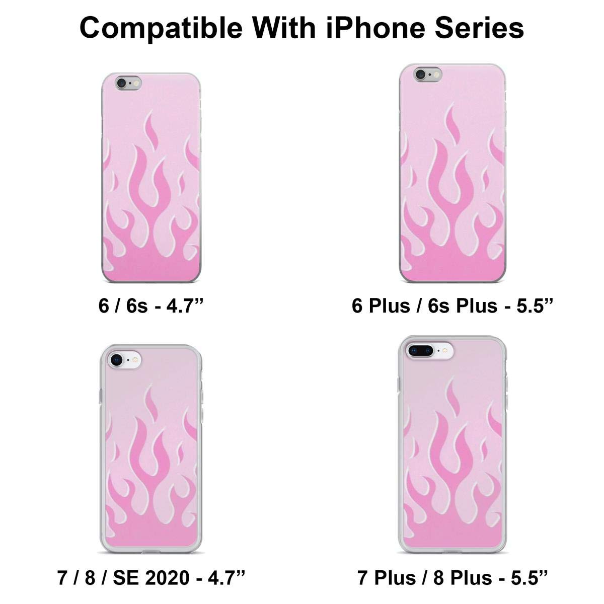 Pink Wildflower Flame Design Shockproof Phone Case for iPhone 15 14 13 12 11 X Xs Xr 8 7 6 6s Plus Pro Max - Stylish Protective Cover for Everyday Use, Travel & Outdoor Activities