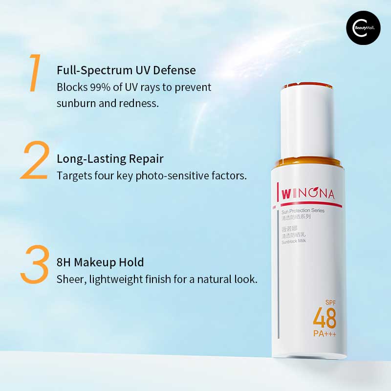 WINONA Ultra Light Sunscreen SPF 50+ PA+++ - Oil-Free Face Sunblock for Sensitive Skin - Daily Moisturizing Protection for Outdoor Activities & Beach Days