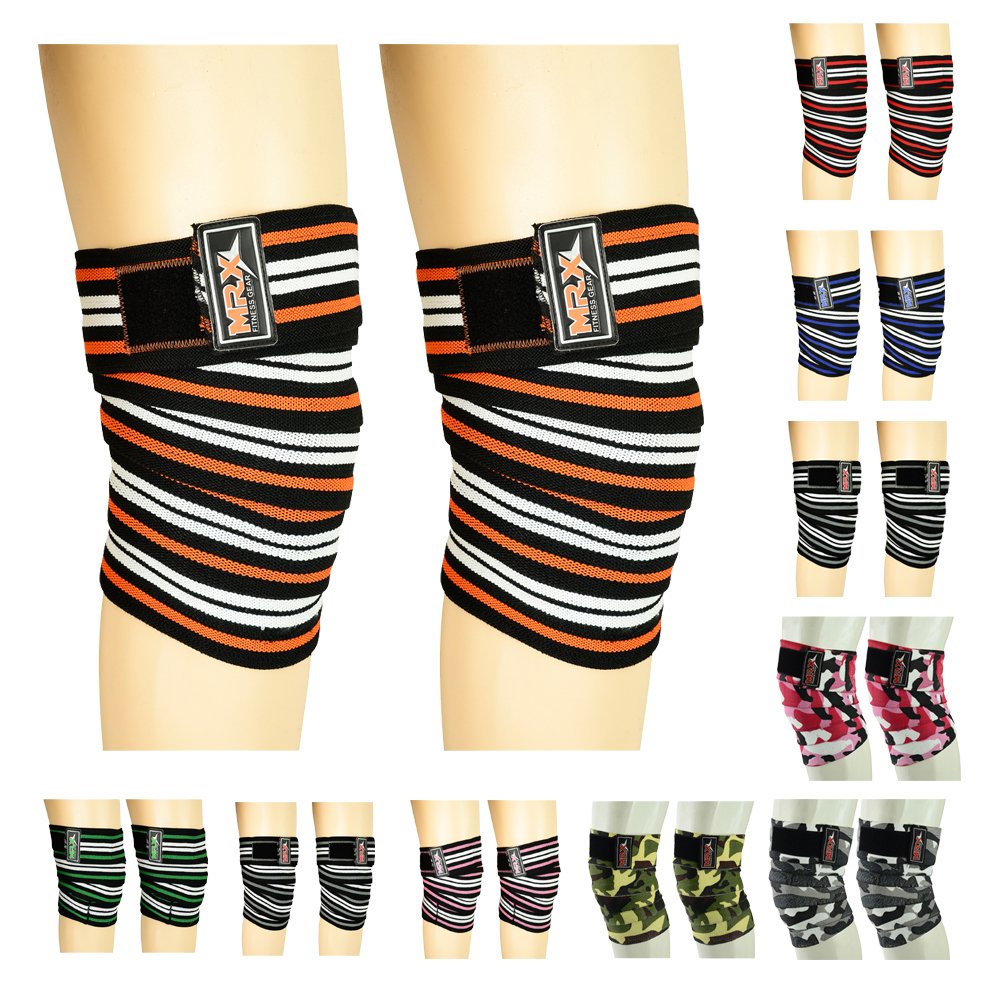 Best Weightlifting Knee Wraps for Gym & Powerlifting - Supportive Knee Straps for Squats, Deadlifts & CrossFit - Black/Orange/White - Ideal for Heavy Lifting & Strength Training