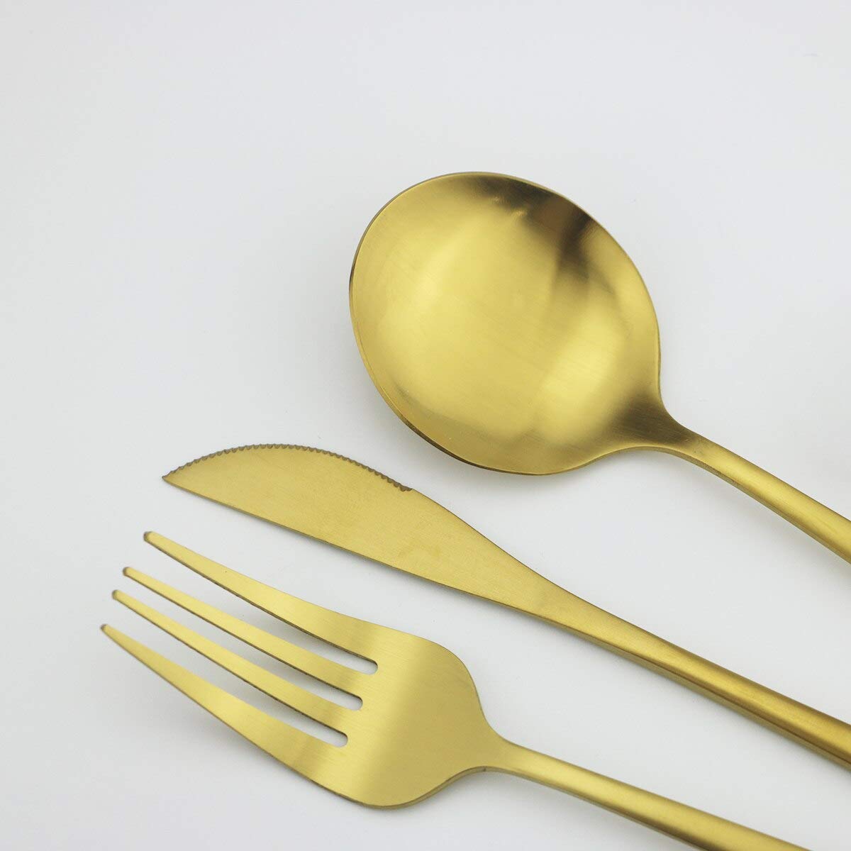 36-Piece Stainless Steel Silverware Set - Matte Dinner Forks, Knives & Spoons - Complete Cutlery Set with Teaspoons - Red Gold Finish - BY ZZYY - Perfect for Dining, Parties, Restaurants & Home Use
