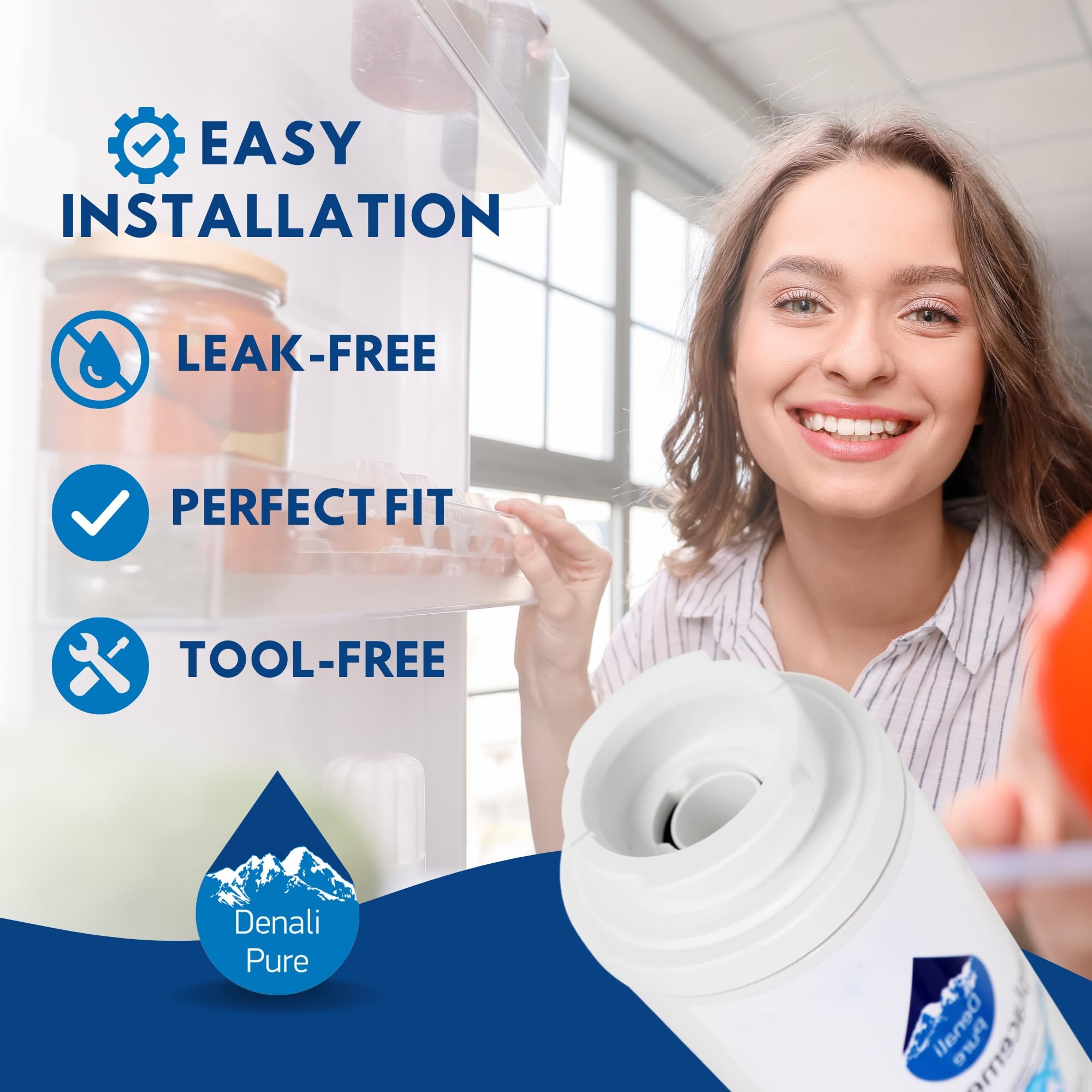 4-Pack Whirlpool GX5FHTXVQ Refrigerator Water Filter Replacement - Compatible with Whirlpool 4396395 Fridge Water Filter Cartridge | Pure Drinking Water for Home & Office Use