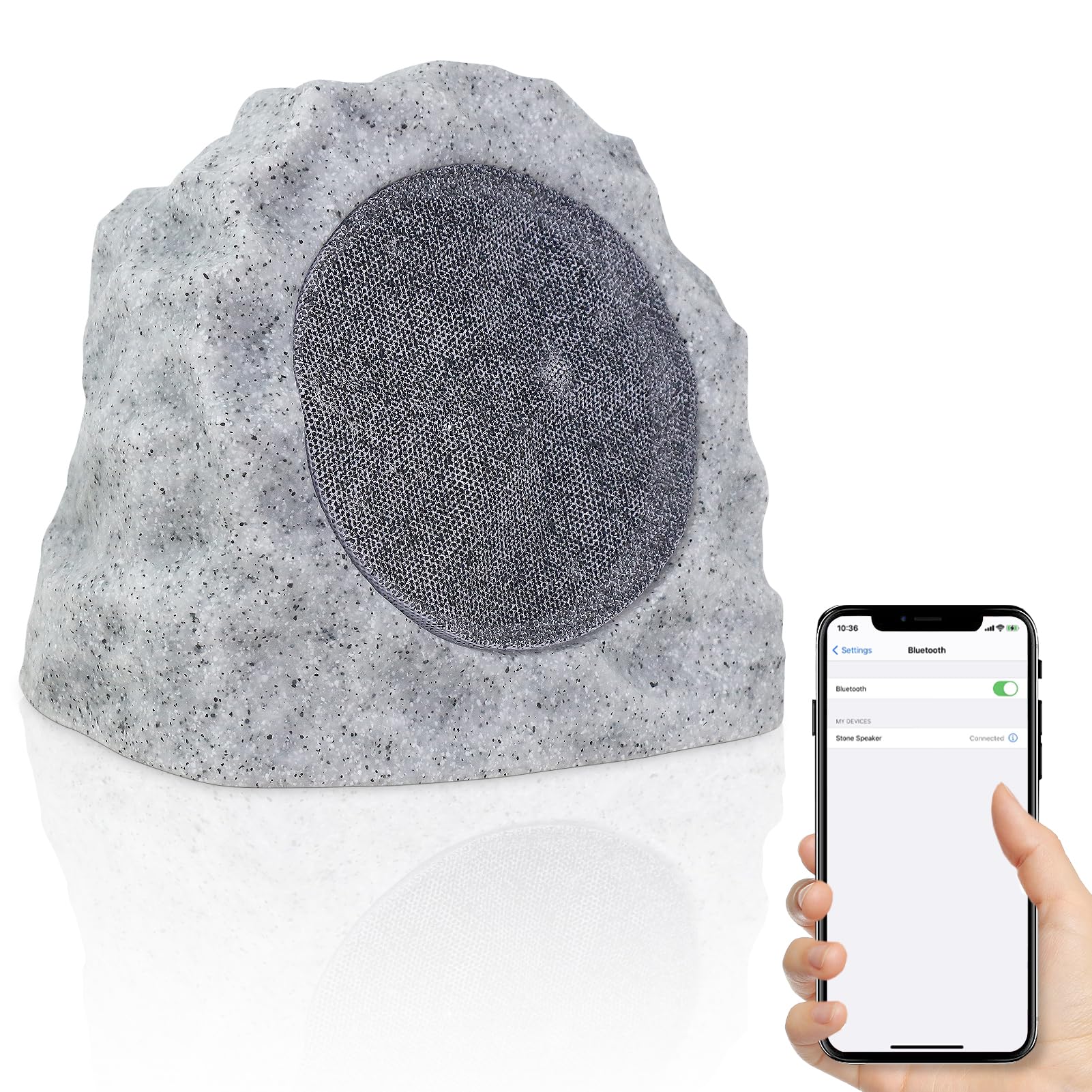 NiceBuy Outdoor Waterproof Bluetooth Rock Speakers with TWS Pair Function, Low Voltage Wireless Garden Landscape Speakers for Deck, Patio, Yard, BBQ, Poolside & Camping