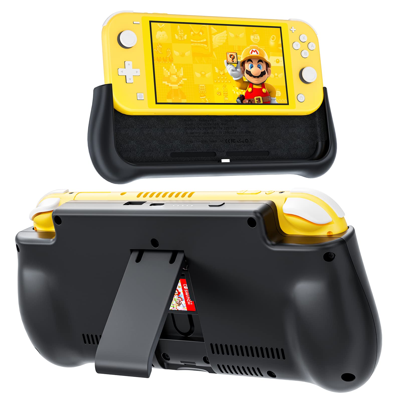 LVFAN 10400mAh Portable Charger Case for Nintendo Switch Lite - External Battery Pack with Kickstand & Game Card Slot | Extended Playtime for Gaming On-The-Go, Travel & Commuting