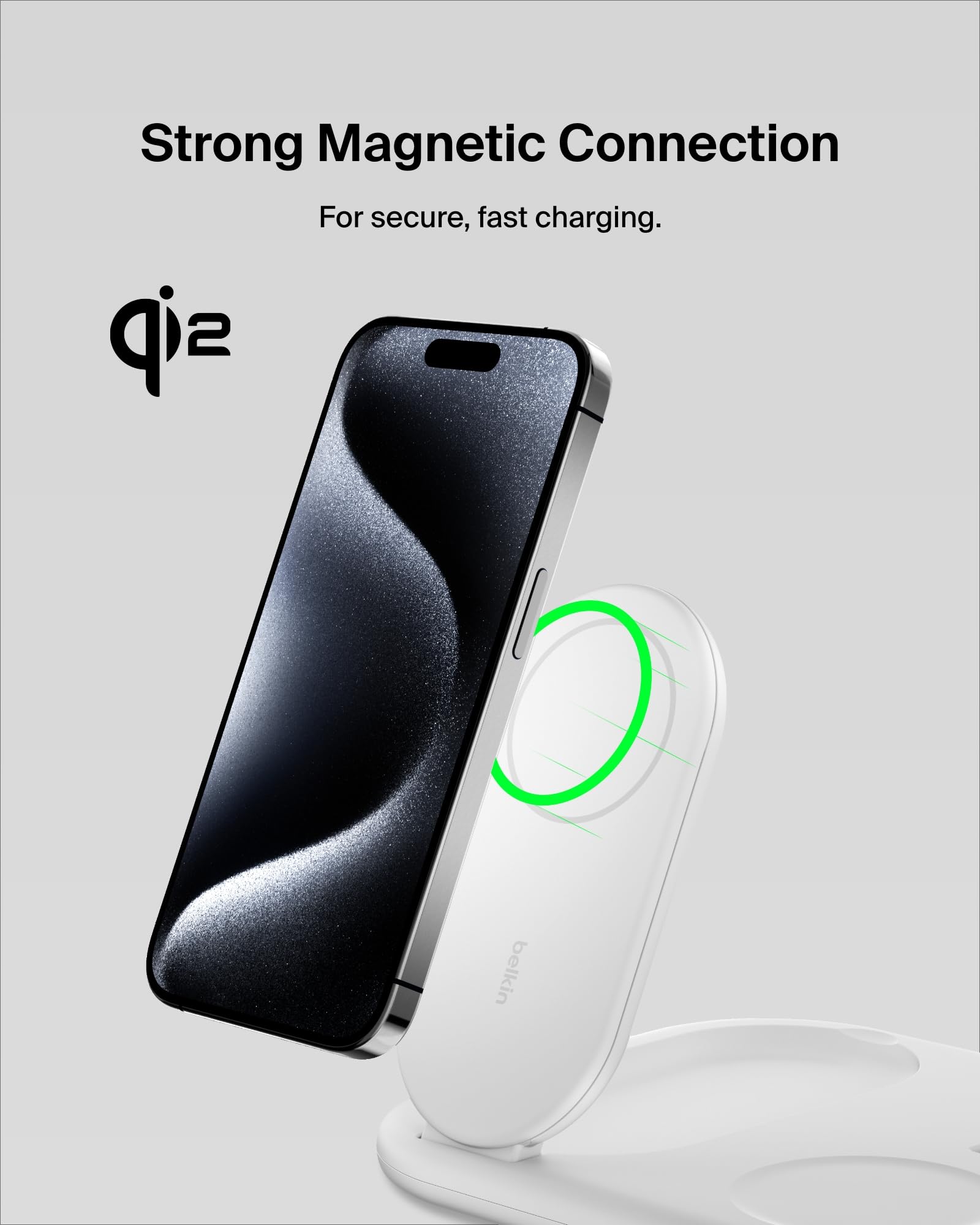 Belkin MagSafe 3-in-1 Wireless Charging Station with Qi2 15W Fast Charging - Foldable Magnetic Charger for iPhone 16/15, Apple Watch & AirPods - Includes Non-Slip Base & Power Adapter (White) | Perfect for Nightstand, Office Desk & Travel Charging