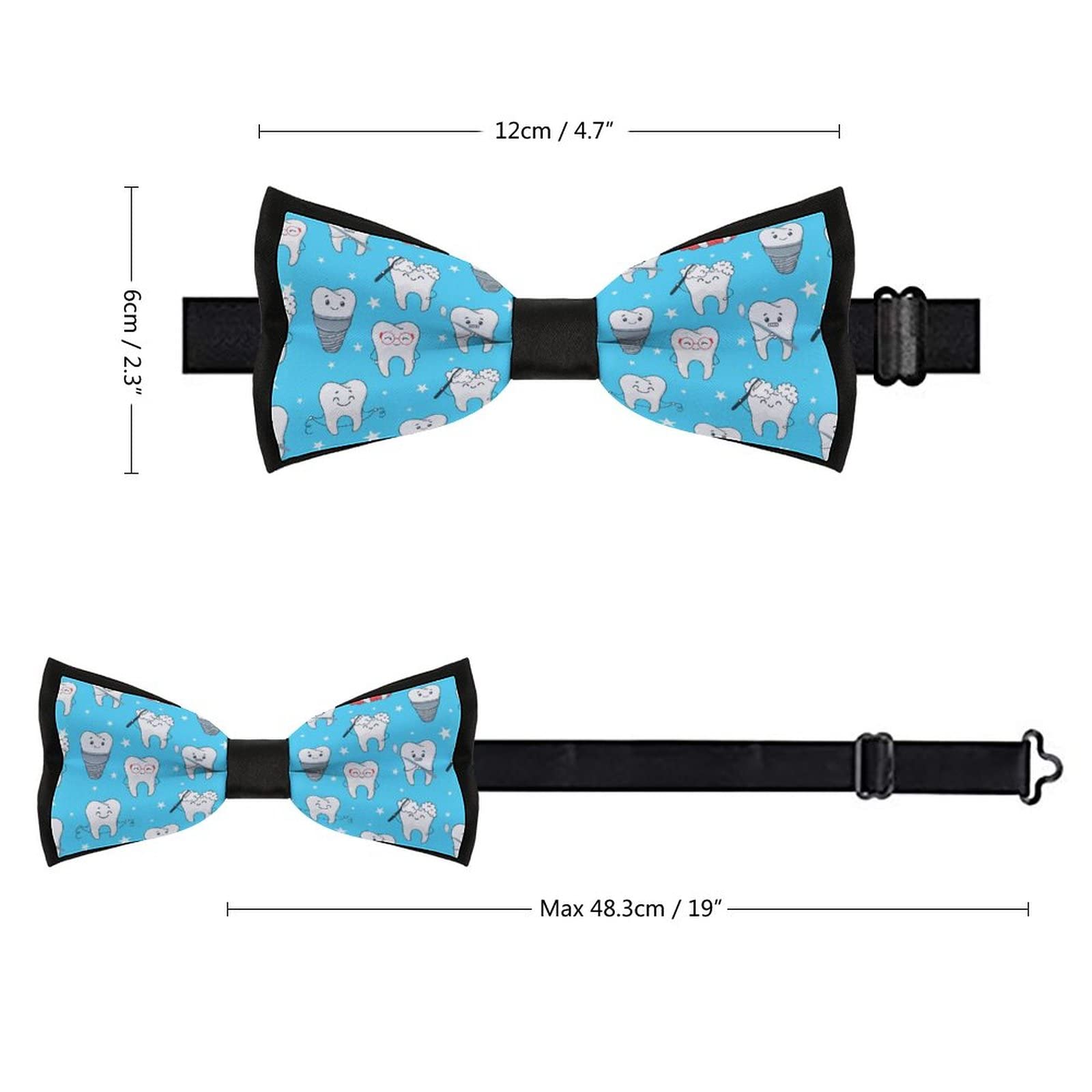 Funny Teeth Bow Tie for Men - Adjustable Pre-Tied Dentist Necktie - Perfect Gift for Dental Professionals & Costume Parties - Office, Halloween & Cosplay Accessory
