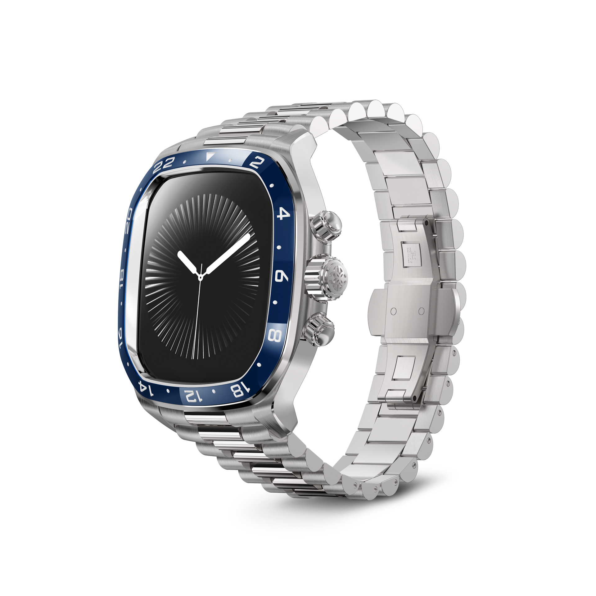 Apple Watch Case CRCS46 - Silver & Blue Protective Cover for Apple Watch Series 1-9 - Perfect for Gym, Running & Outdoor Activities