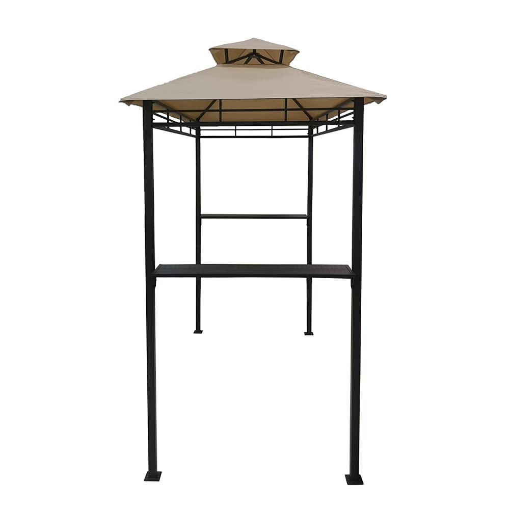 Premium 8FT Double-Tier BBQ Grill Canopy Tent - Beige | Heavy-Duty Outdoor Cooking Shelter for Backyard, Beach & Tailgating Parties