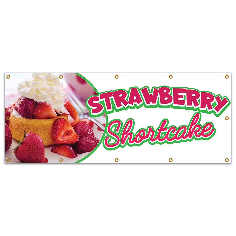 Strawberry Shortcake 120-Inch Vinyl Banner for Concession Stands & Food Trucks - Single Sided - Perfect for Outdoor Events, Farmers Markets & Birthday Parties