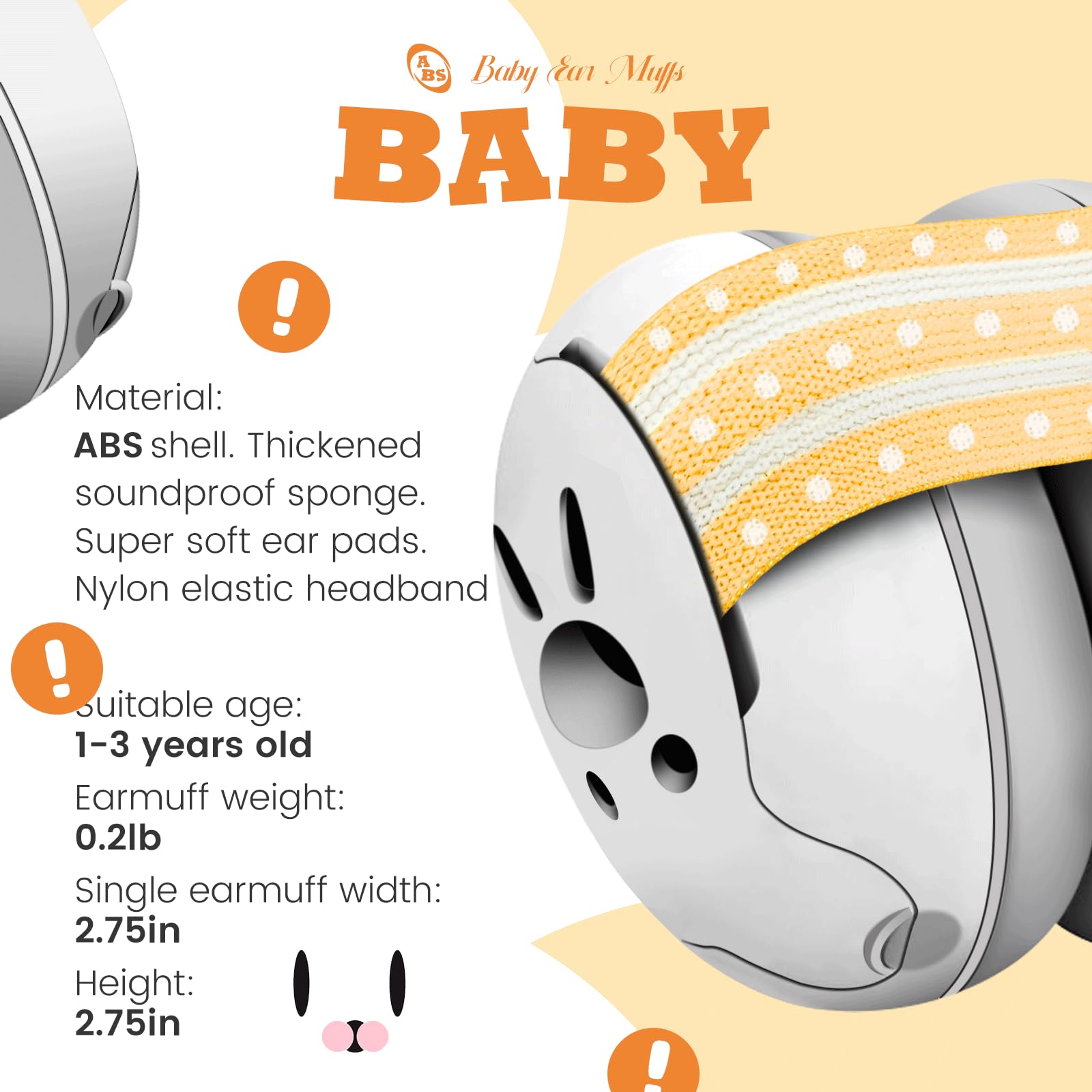 Gardtech Baby Headphones for Noise Protection - Adjustable Infant Ear Muffs for Newborns & Toddlers (0-36 Months), 25dB SNR Noise Canceling Headphones for Airplane, Concerts & Outdoor Activities (White) - Perfect for Travel, Sleep & Sensory Sensitivity