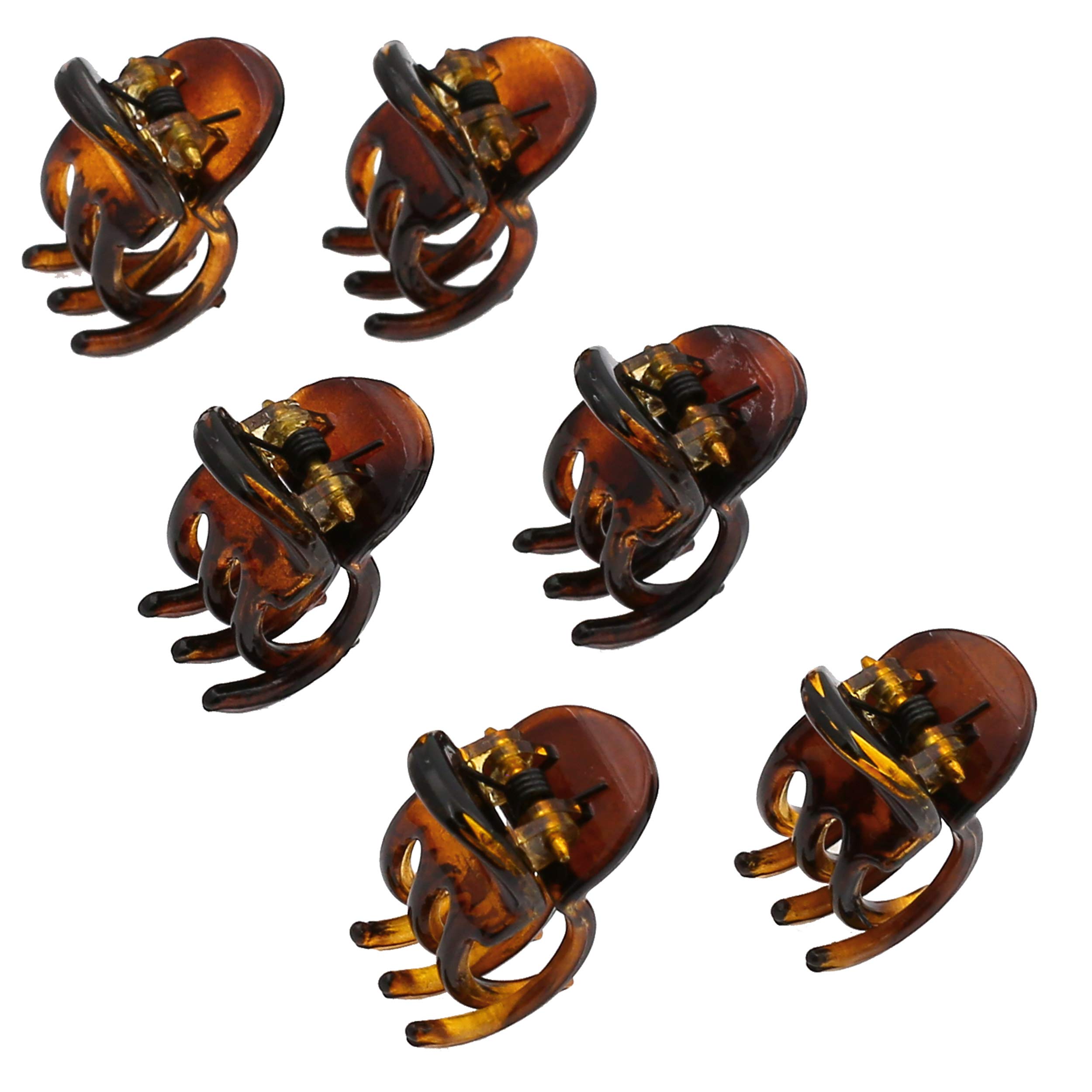 Camila Paris CP2374 French Hair Clips for Women - Set of 6 Extra Small Tortoise Shell Hair Claw Clips, Strong Hold Grip Clamps - Fashion Hair Accessories for Women & Girls - Made in France - Perfect for School, Work, Parties & Everyday Styling