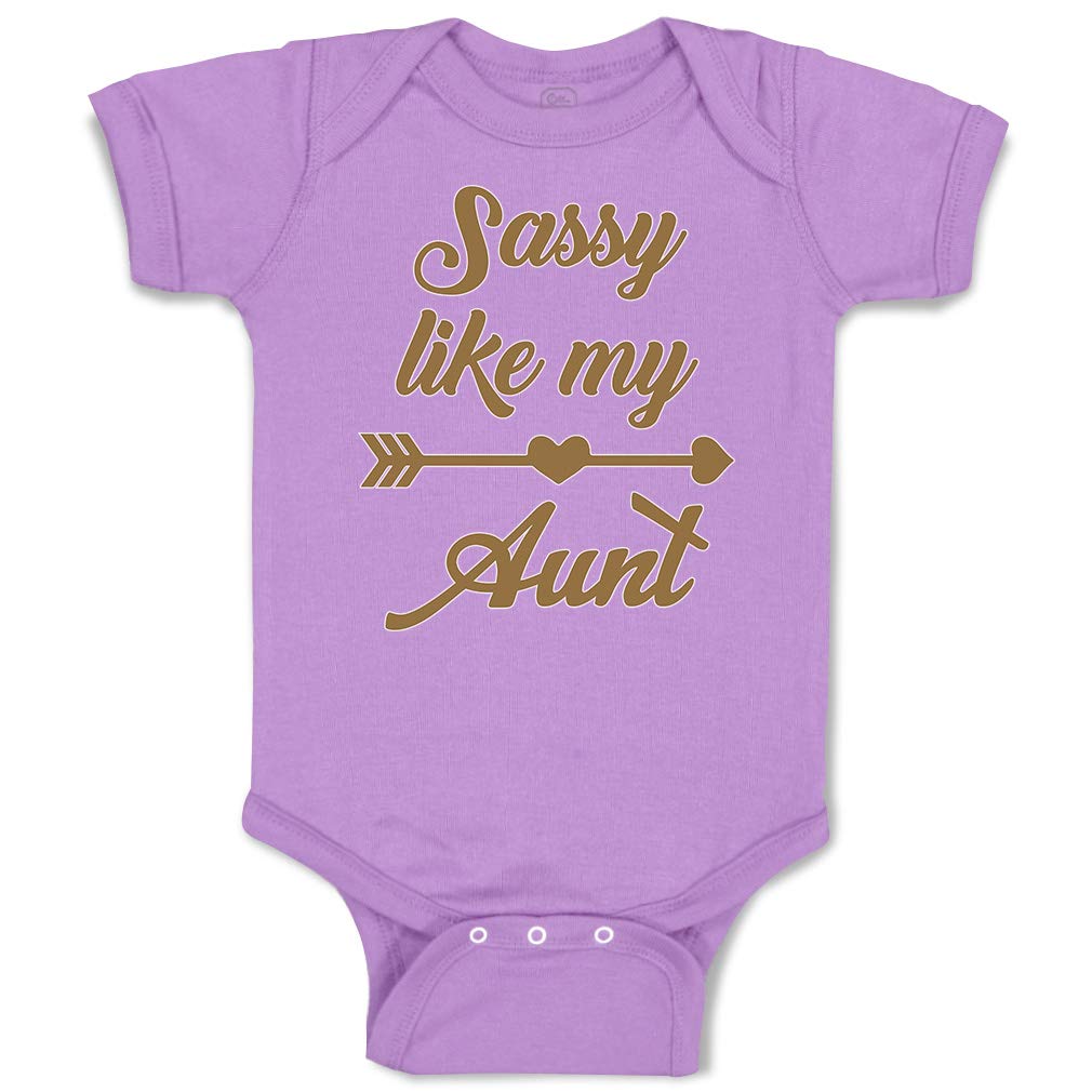 Funny Baby Bodysuit - Sassy Like My Aunt with Heart Arrow Design | 100% Cotton Cute Lavender Outfit for Boys & Girls | Perfect for 18 Months | Great for Family Photos, Playdates & Special Occasions