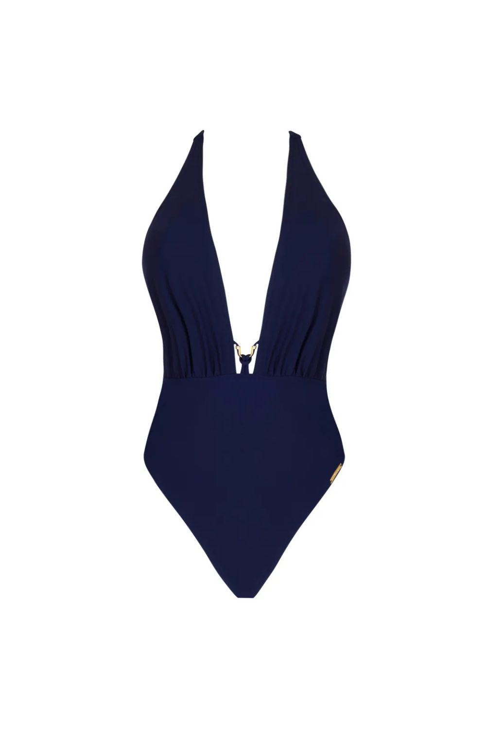Classe Nautique Non-Wire Seduction Halter Swimsuit - Sexy One Piece Bathing Suit for Women, Navy Blue, Perfect for Beach Vacation & Pool Party