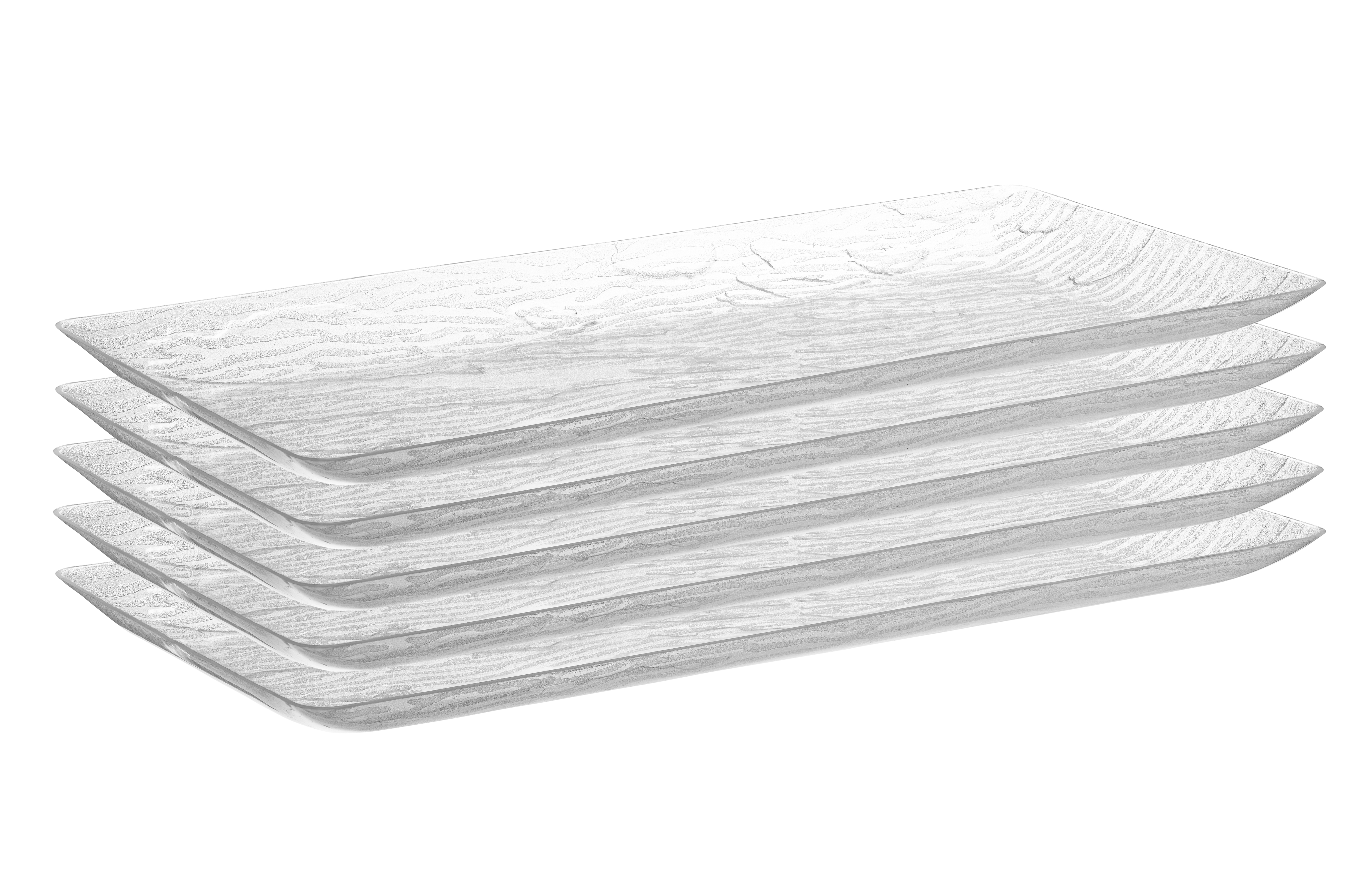 6.25 x 14 Inch Clear Acrylic Serving Trays - Set of 5 Rectangle Party Buffet Trays for Appetizers, Desserts, and Entertaining