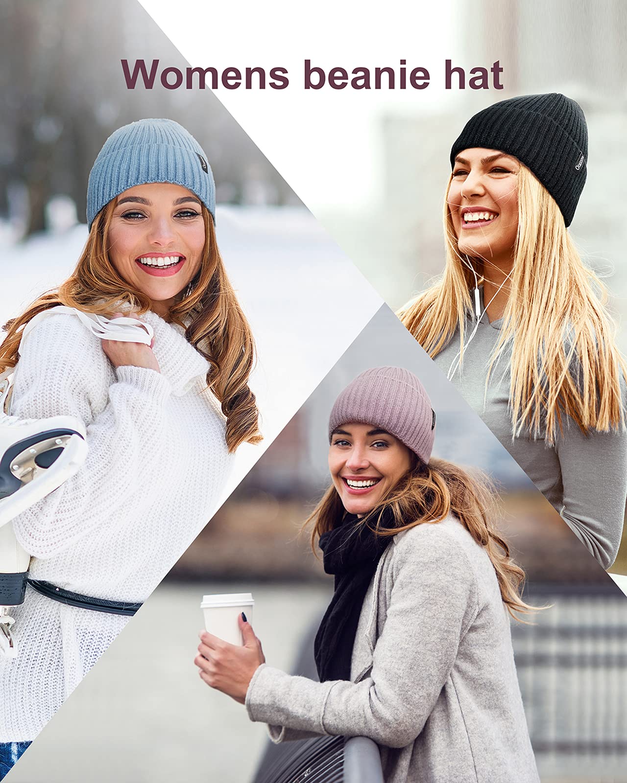 Ocatoma Unisex Winter Beanie Hat - Soft Warm Knit Cuffed Ski Cap for Men & Women | Perfect for Cold Weather, Snowboarding, and Outdoor Activities
