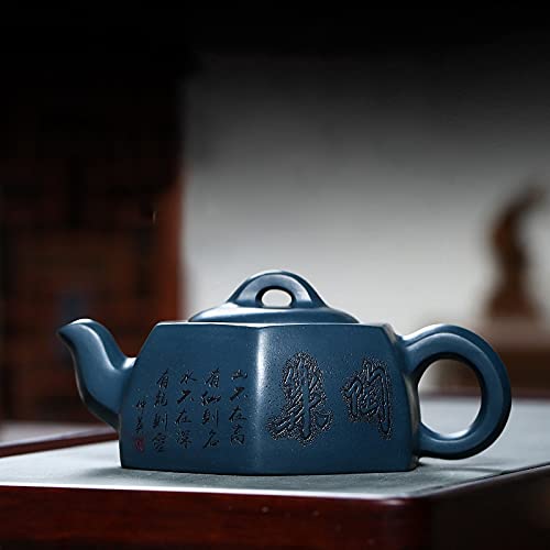 Handmade Yixing Purple Clay Teapot - Hexagon Zisha Teapot with Tianqing Mud, Raw Ore Craftsmanship for Home Brewing Red & Green Tea | Perfect for Kung Fu Tea Ceremony, Tea Infuser Kettle & Chinese Tea Set Collection