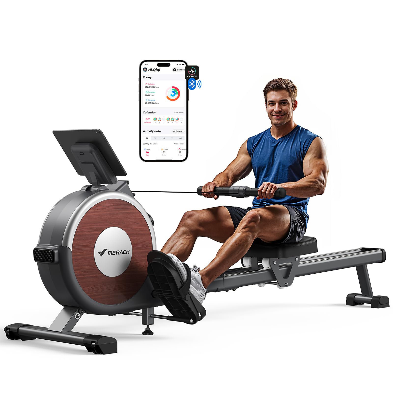 MERACH Magnetic Rowing Machine for Home - 16-Level Quiet Resistance Rower with 350lb Weight Capacity & App Connectivity | Perfect for Home Gym, Cardio Workouts & Full-Body Training