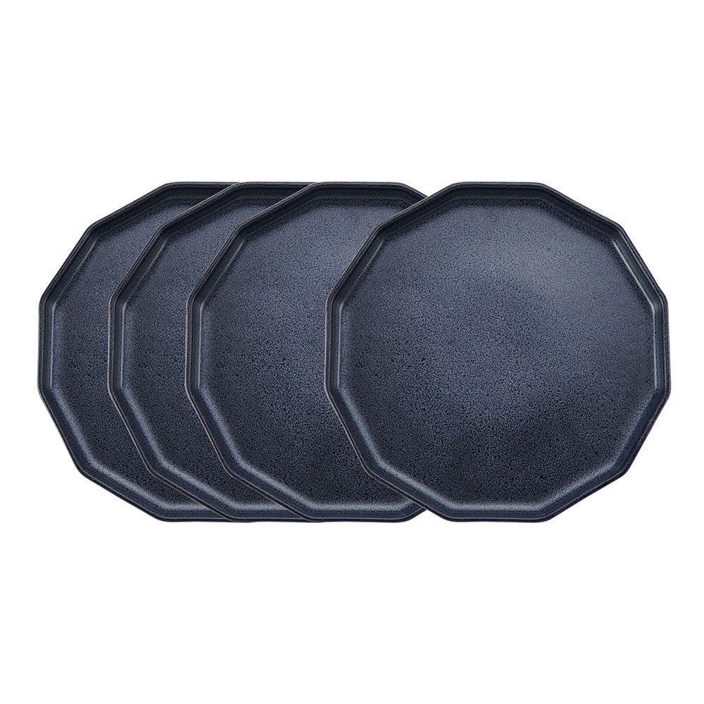 Luxor Blue Set of 4 Elegant Porcelain Dinner Plates - Perfect for Formal Dining, Wedding Registry & Holiday Entertaining