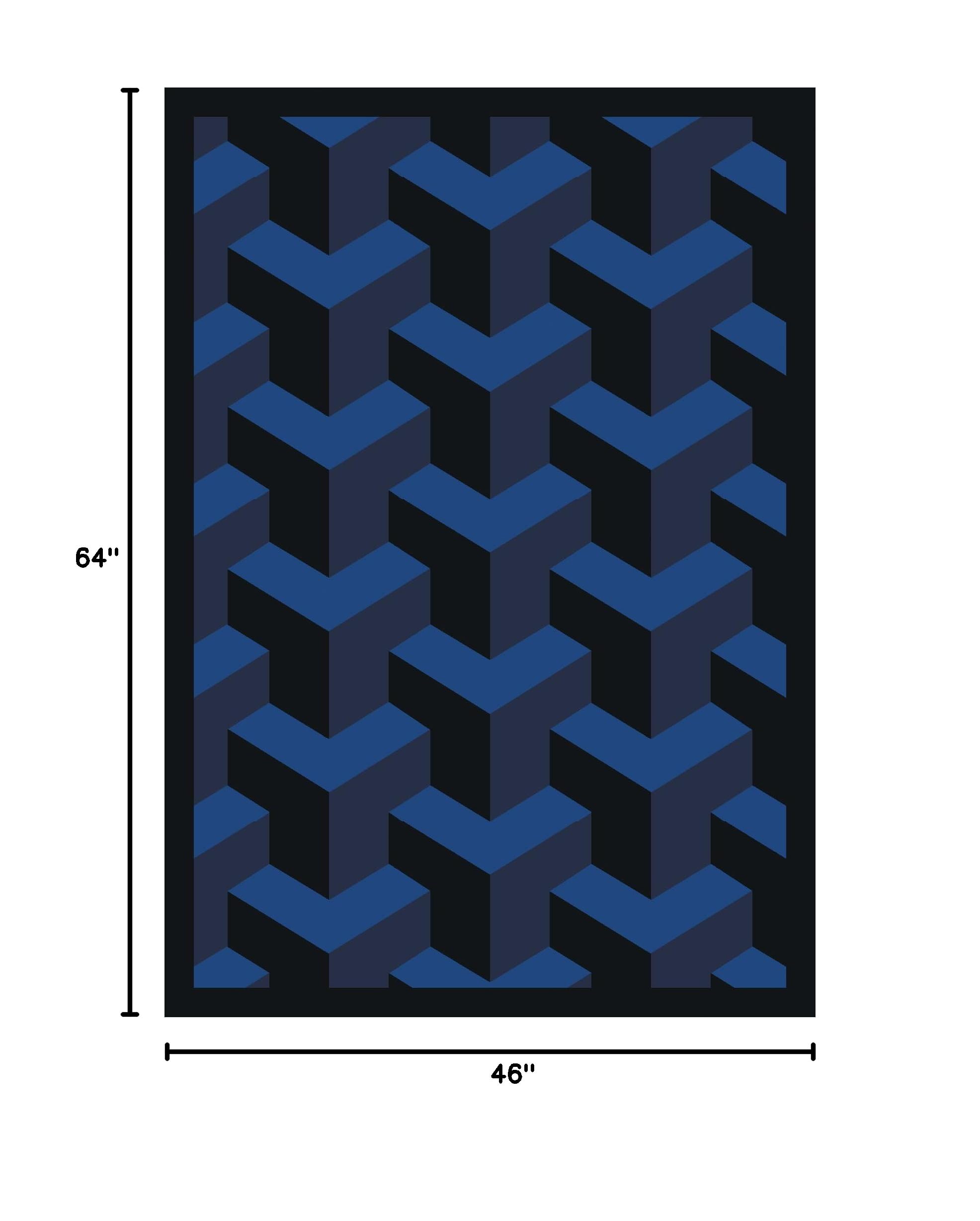 Joy Carpets Kaleidoscope Rooftop Whimsical Area Rug - Navy Blue Kids Playroom & Nursery Rug - Soft Non-Slip Floor Mat for Bedroom, Living Room Decor