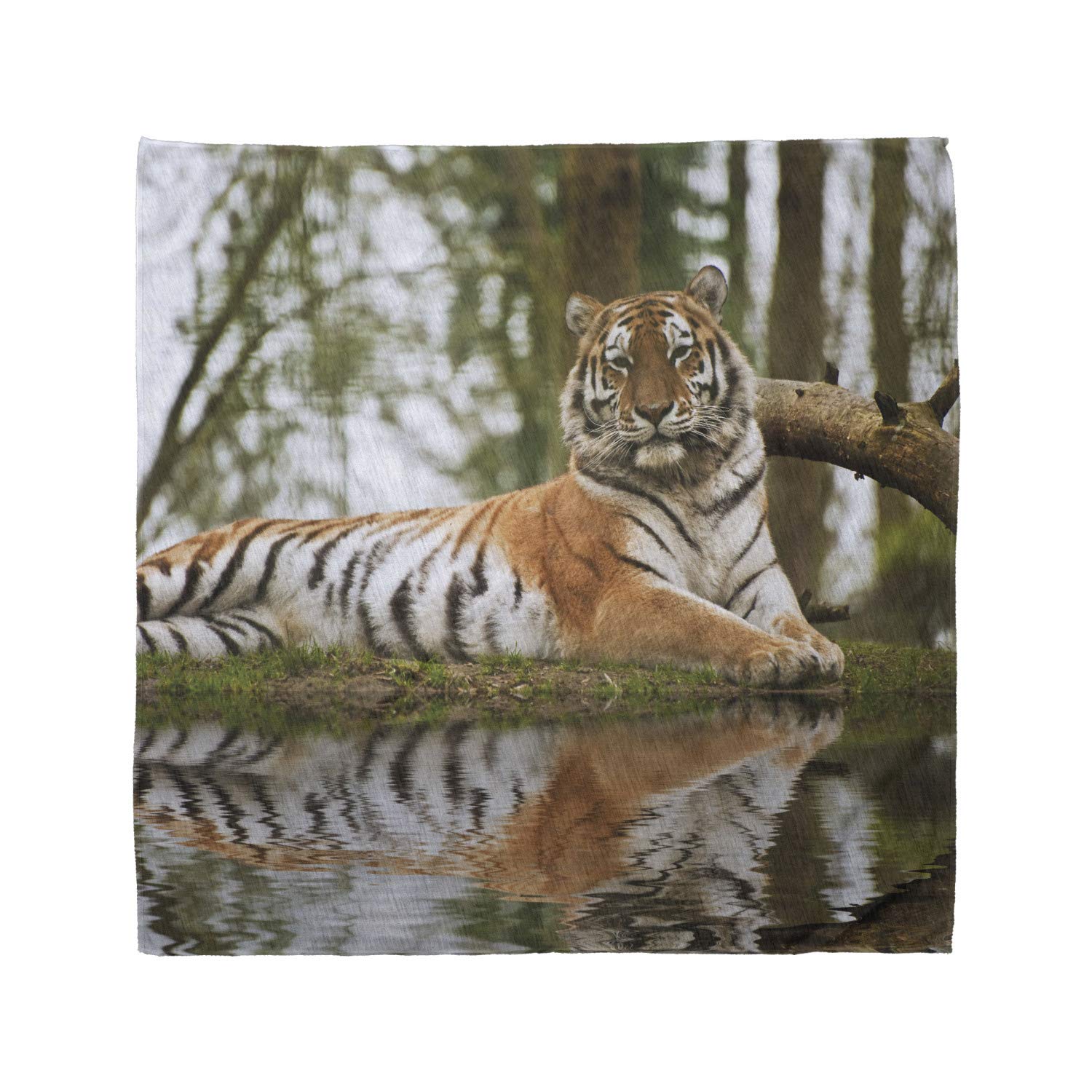 Ambesonne Tiger Bandana - Siberian Mammal Print Unisex Head Scarf & Neck Wrap for Outdoor Adventures, Hiking, and Winter Sports