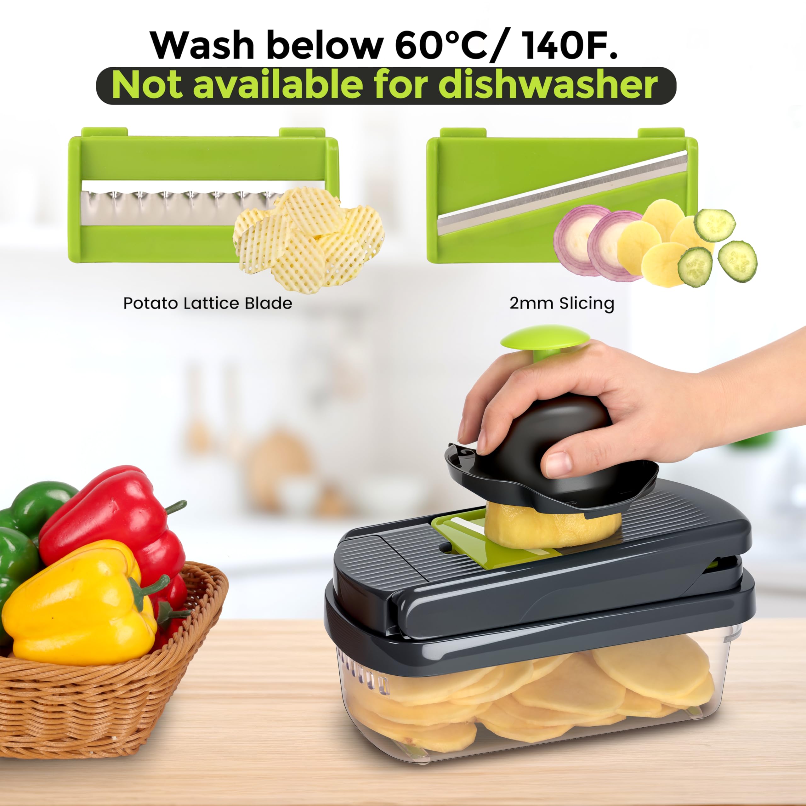 12-in-1 Multifunctional Vegetable Chopper with Container - Perfect for Salad, Onion & Garlic Prep