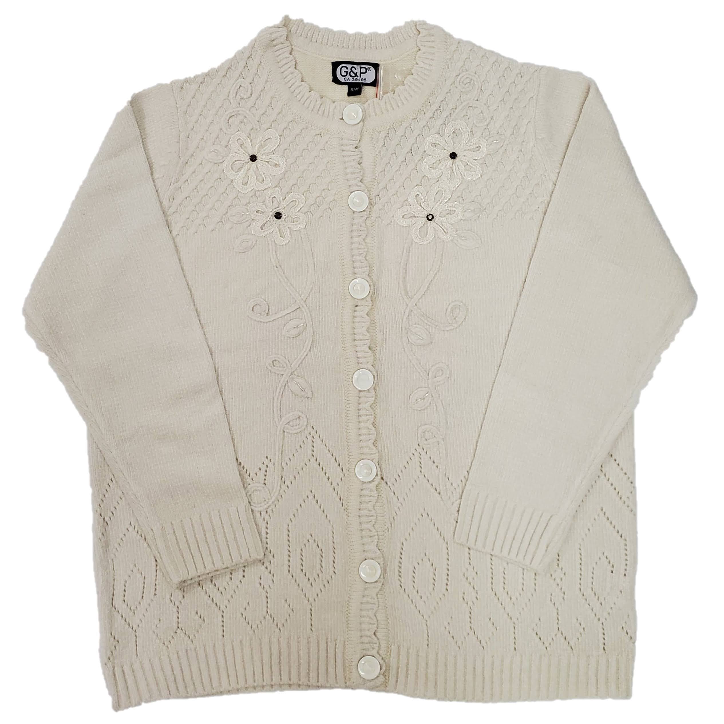 Women's Soft Chenille Embroidery Designer Cardigan Sweater - Cozy Knit Pullover for Fall & Winter, Perfect for Office, Date Night and Casual Outfits
