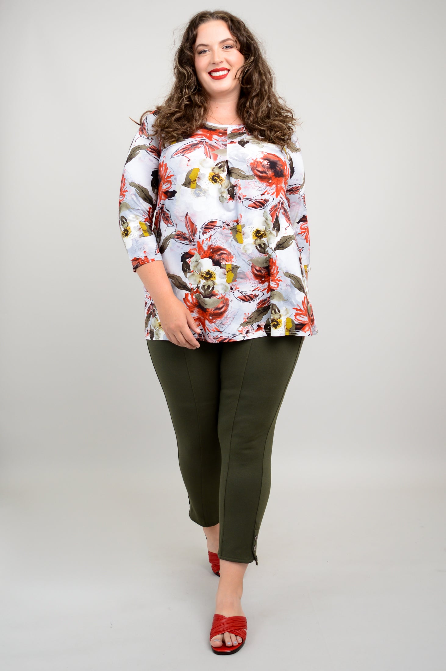 Franca 3/4 Sleeve Floral Print Youth Bamboo Top - Comfortable & Breathable for Casual Wear, Summer Outfits, and Outdoor Activities