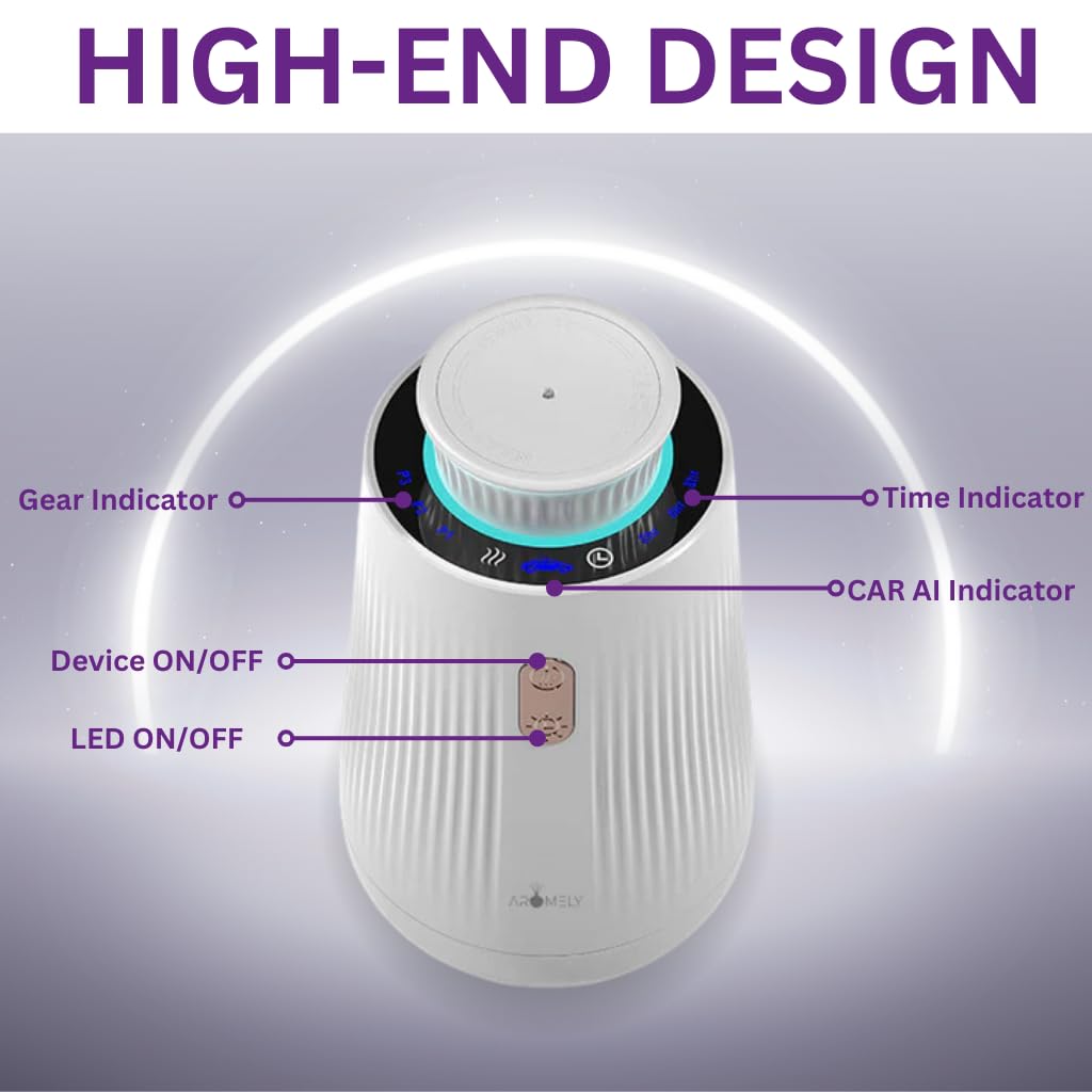 Smart Car Air Freshener Diffuser - Rechargeable USB Car Aroma Diffuser with Adjustable Intensity, Waterless & Zero Residue, Eliminates Car Odors (Silver-White) - Perfect for Road Trips, Daily Commutes & Office Use