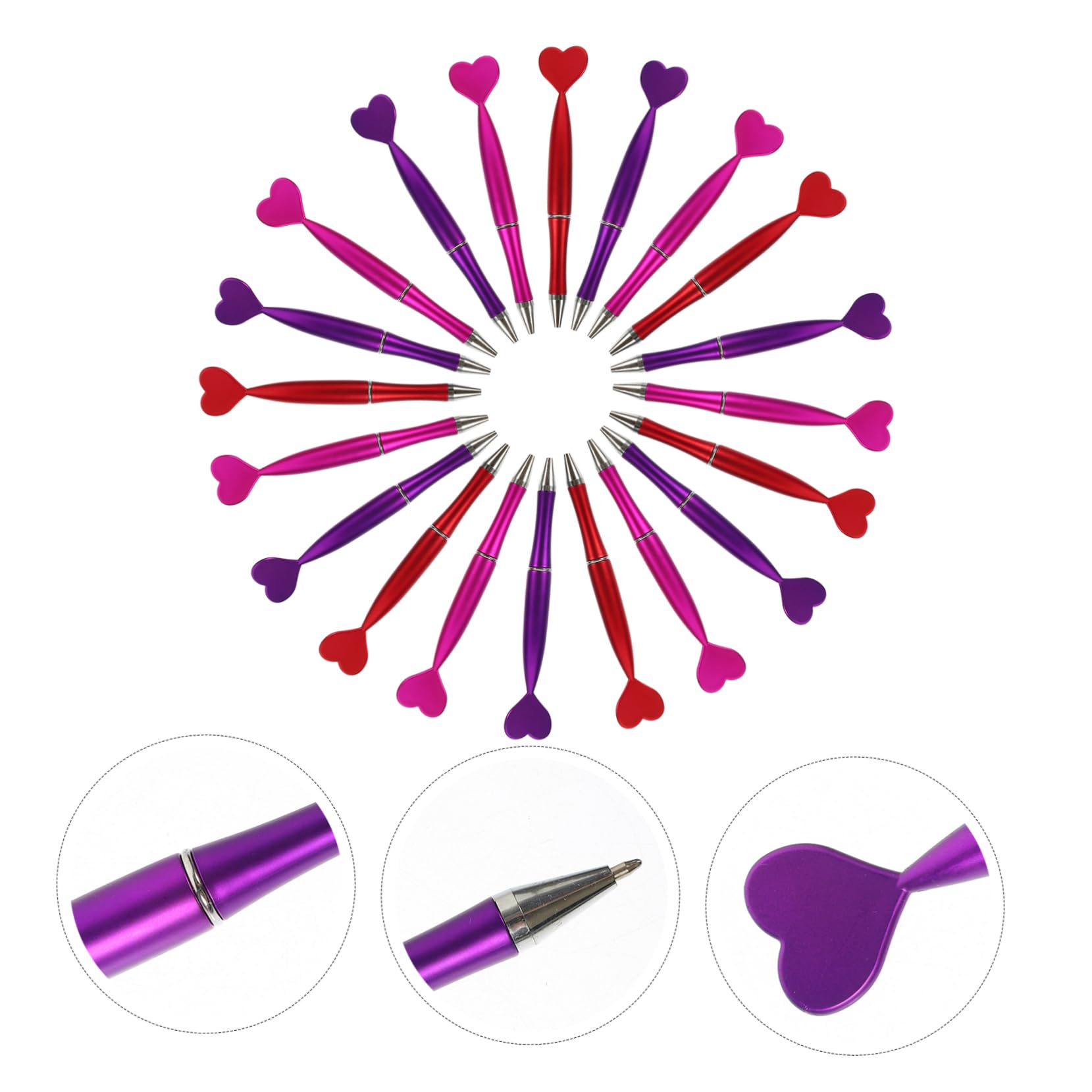 DIYEAH 2 Sets Heart-Shaped Ergonomic Ballpoint Pens - Comfortable Grip for Kids, Students & Office Use - 96 Pens Total (48pcs x 2) - Perfect for School, Gift Giving & Everyday Writing