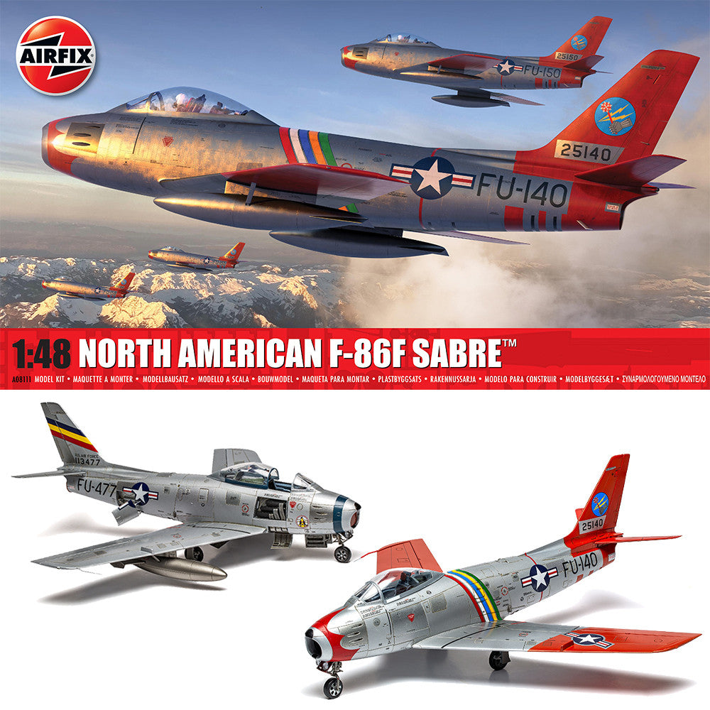 Airfix A08111 1/48 Scale North American F-86F Sabre Fighter Jet Model Kit - Perfect for Aviation Enthusiasts & Military History Collectors