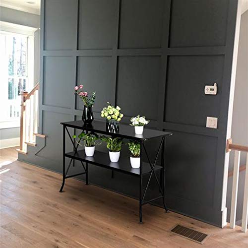 French Country Industrial Console Table with 2 Mesh Shelves - Rustic Iron Hallway Sofa Table, Narrow Sideboard for Living Room & Corridor | Perfect for Entryway Decor, Farmhouse Style Home, Small Space Furniture Solution