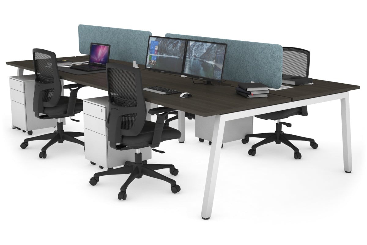 Quadro 4-Person Office Workstation Desk - 1800L x 700W Dimensions - Perfect for Team Collaboration & Open Office Spaces