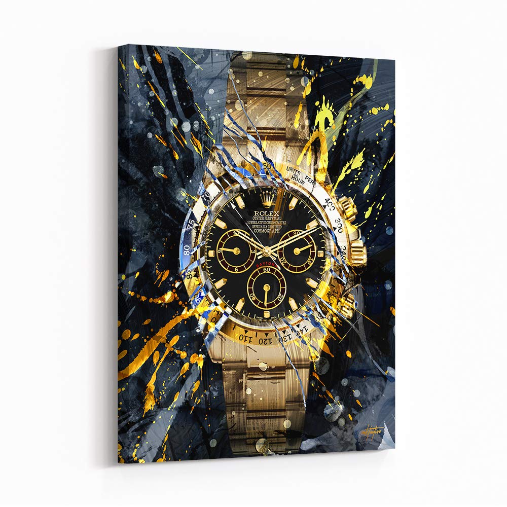 Inktuitive 'Perpetual Time' Motivational Canvas Wall Art - 24x18 Inch Rolex Watch Framed Print, Premium Canadian Timber Frame, Easy Hang - Perfect for Living Room, Office & Home Decor Inspiration