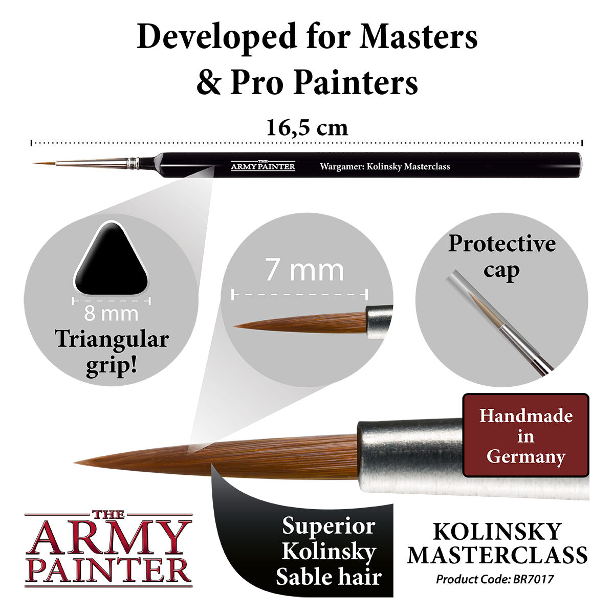 Wargamer Brush: Masterclass Paint Brush Set for Miniature Painting - Perfect for Tabletop Gaming, Warhammer, and Model Kits