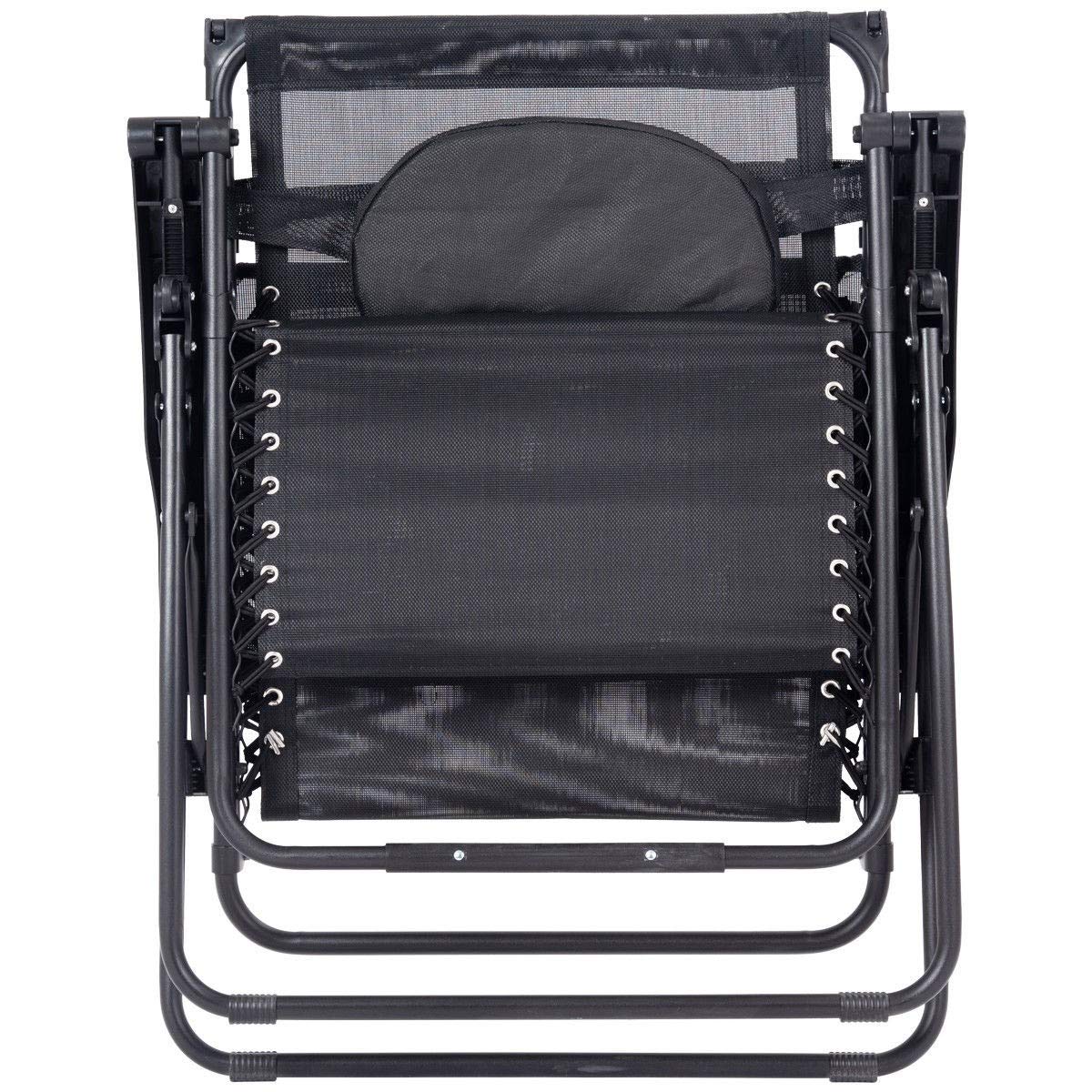 Premium Zero Gravity Folding Recliner Lounge Chair with Adjustable Shade Canopy & Magazine Cup Holder - Portable Outdoor Patio, Beach, Camping, Poolside Relaxation Chair (Black)