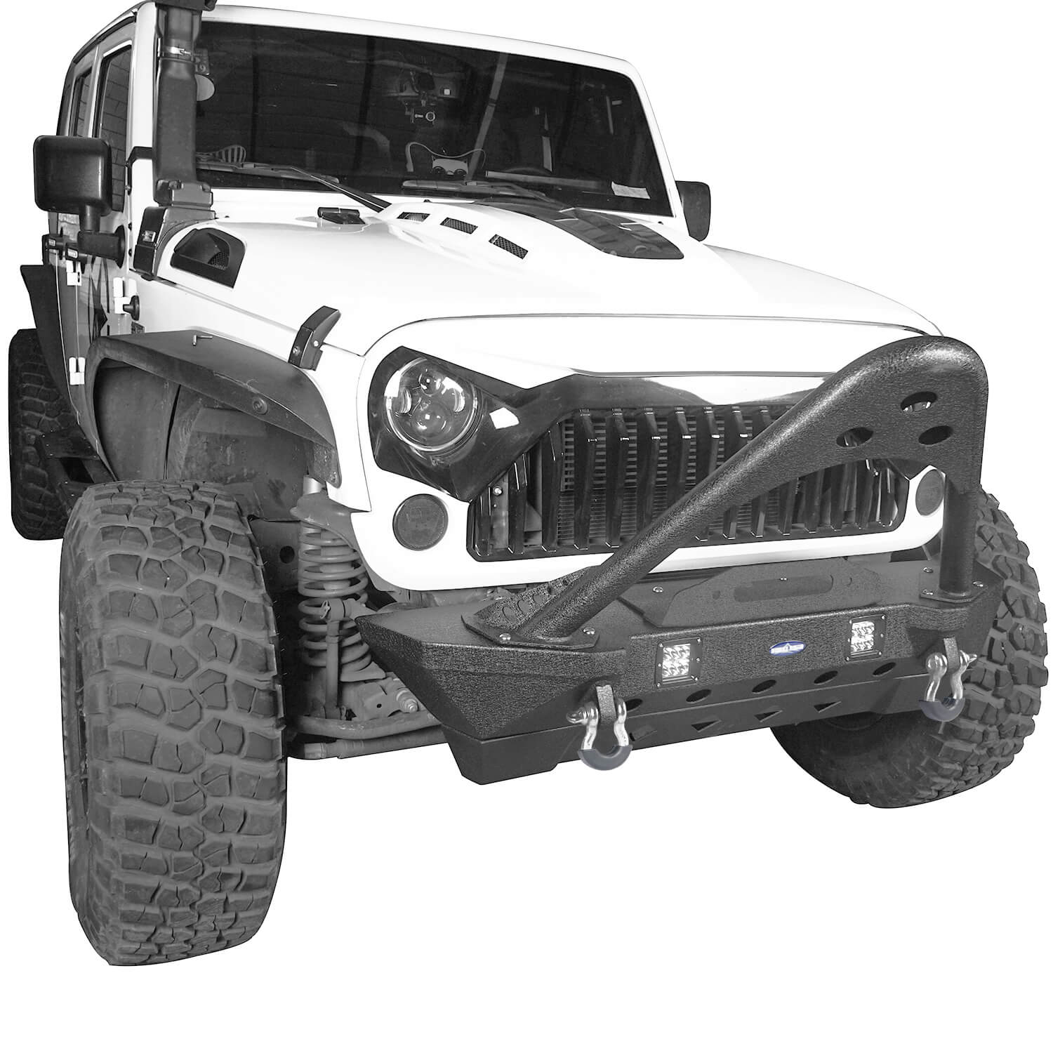 Jeep JK Front Bumper for 2007-2018 Jeep Wrangler JK - Heavy Duty Steel Off-Road Bumper with Winch Mount & D-Ring Shackles - Perfect for Off-Roading, Rock Crawling & Adventure Trail Riding